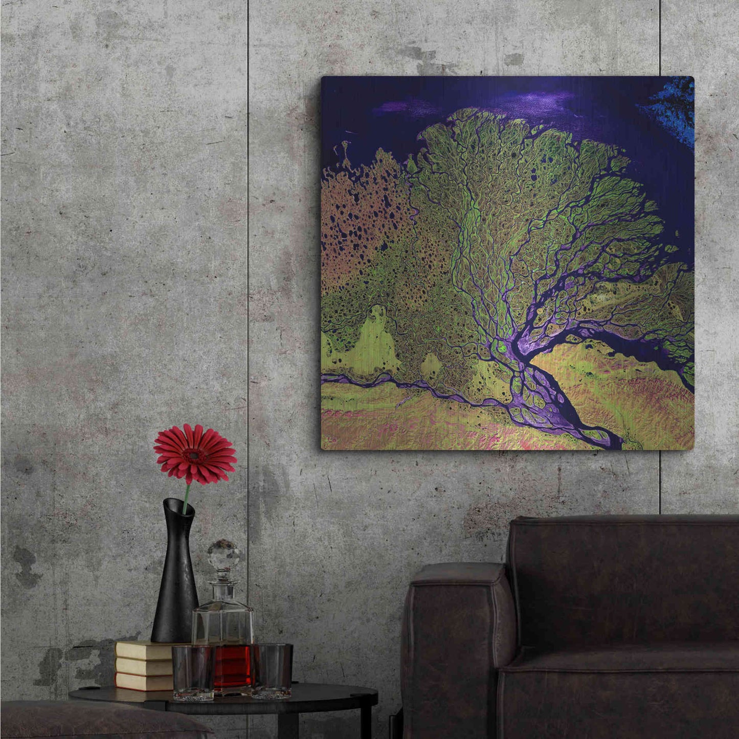 Luxe Metal Art 'Earth As Art: Lena Delta' Metal Wall Art,36x36