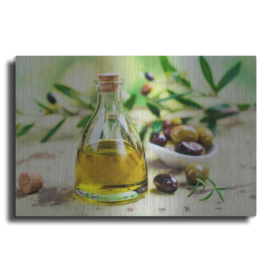 Luxe Metal Art 'Mama's Kitchen - Olive Oil' by Epic Portfolio, Metal Wall Art