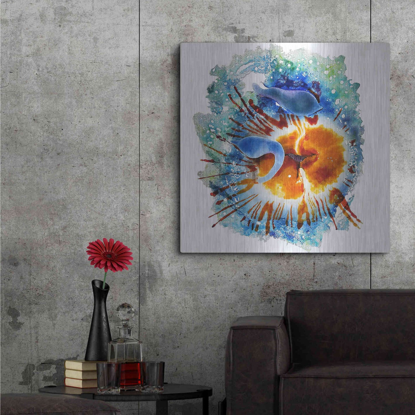 Luxe Metal Art 'Urticina Felinal' by Rita Shimelfarb, Metal Wall Art,36x36