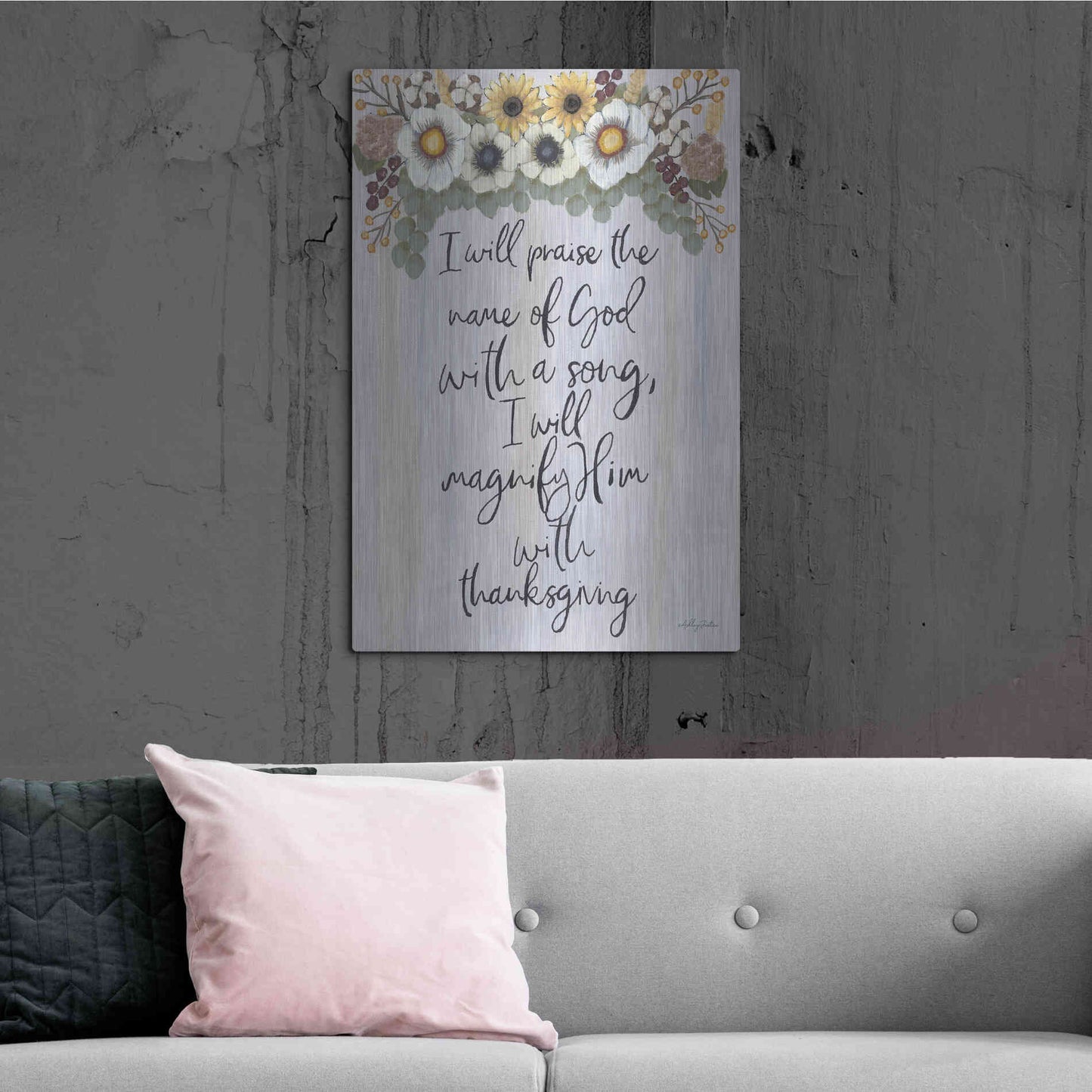 Luxe Metal Art 'I Will Praise the Name of God' by Ashley Justice, Metal Wall Art,24x36