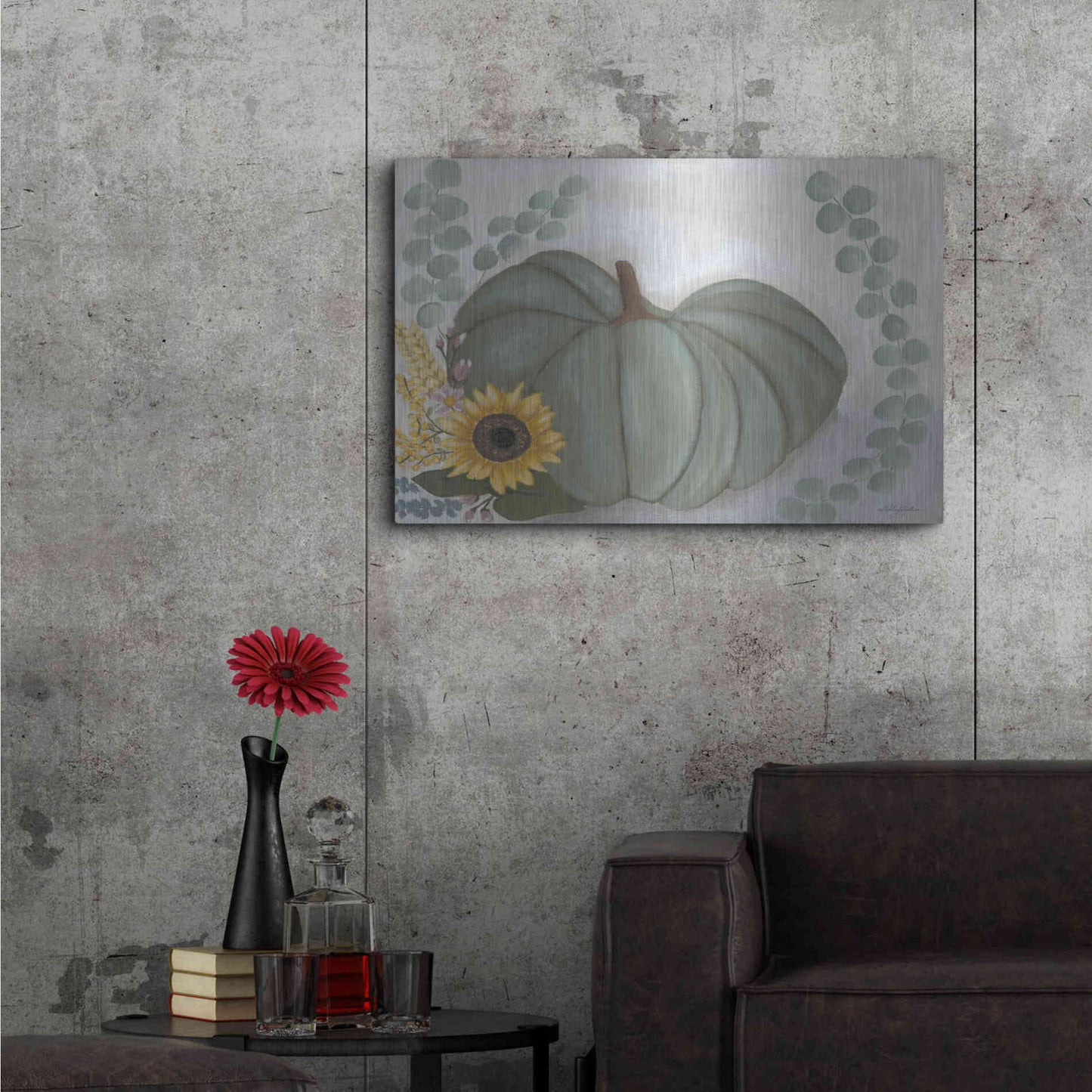 Luxe Metal Art 'Green Pumpkin' by Ashley Justice, Metal Wall Art,36x24