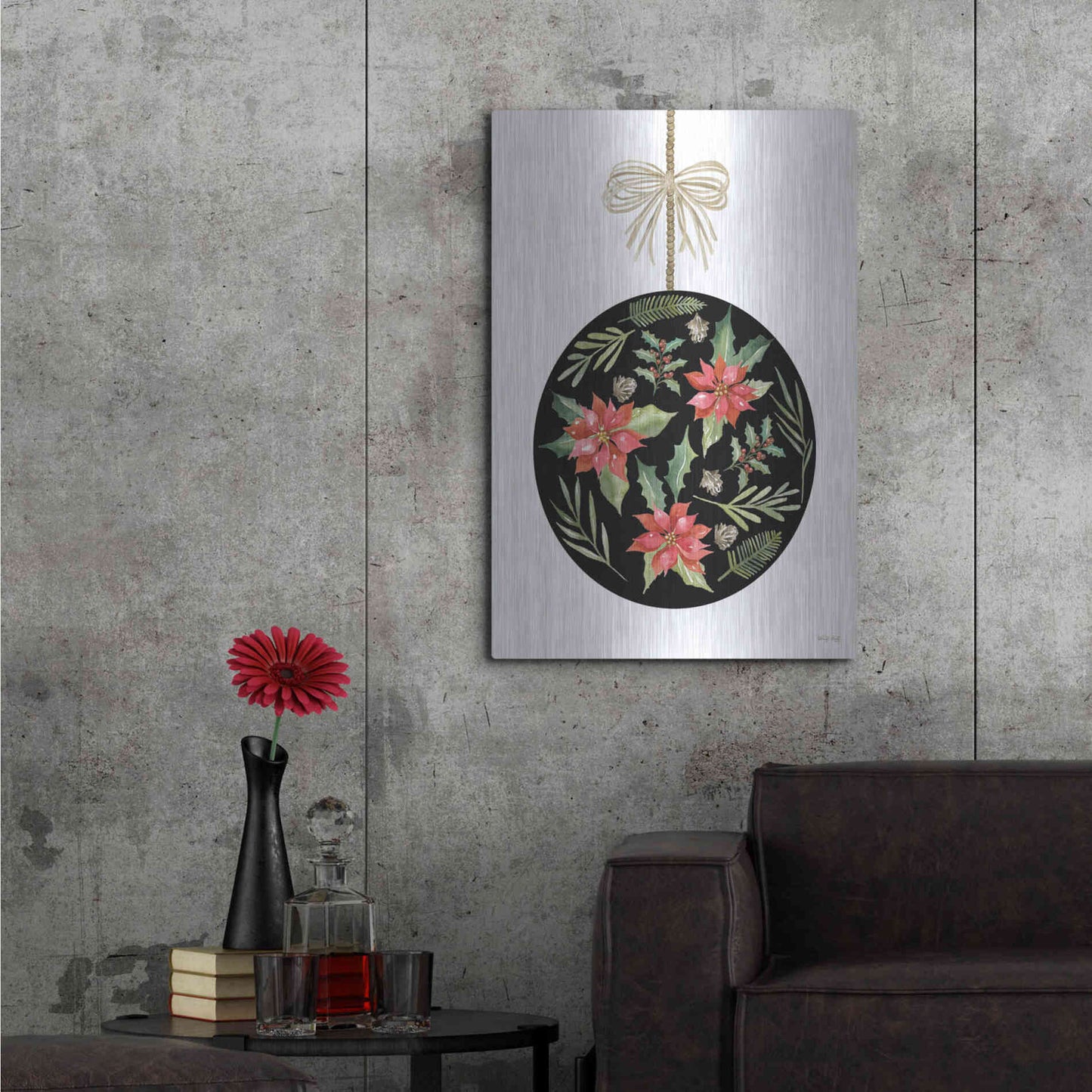 Luxe Metal Art 'Christmas Ornament III' by Cindy Jacobs, Metal Wall Art,24x36