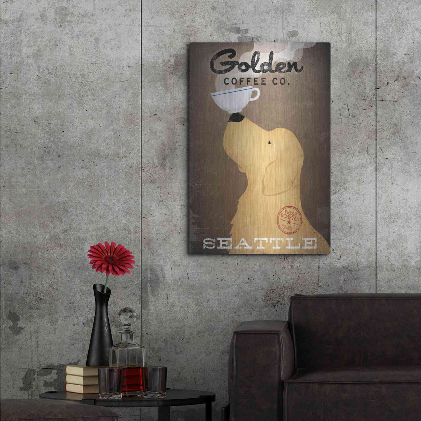Luxe Metal Art 'Golden Coffee Co' by Ryan Fowler, Metal Wall Art,24x36