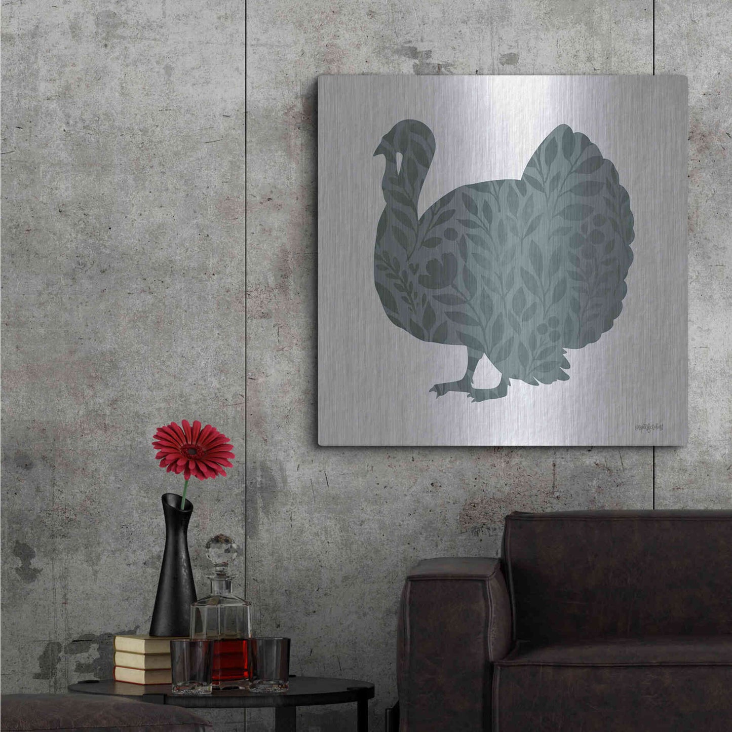 Luxe Metal Art 'Floral Turkey' by Imperfect Dust, Metal Wall Art,36x36