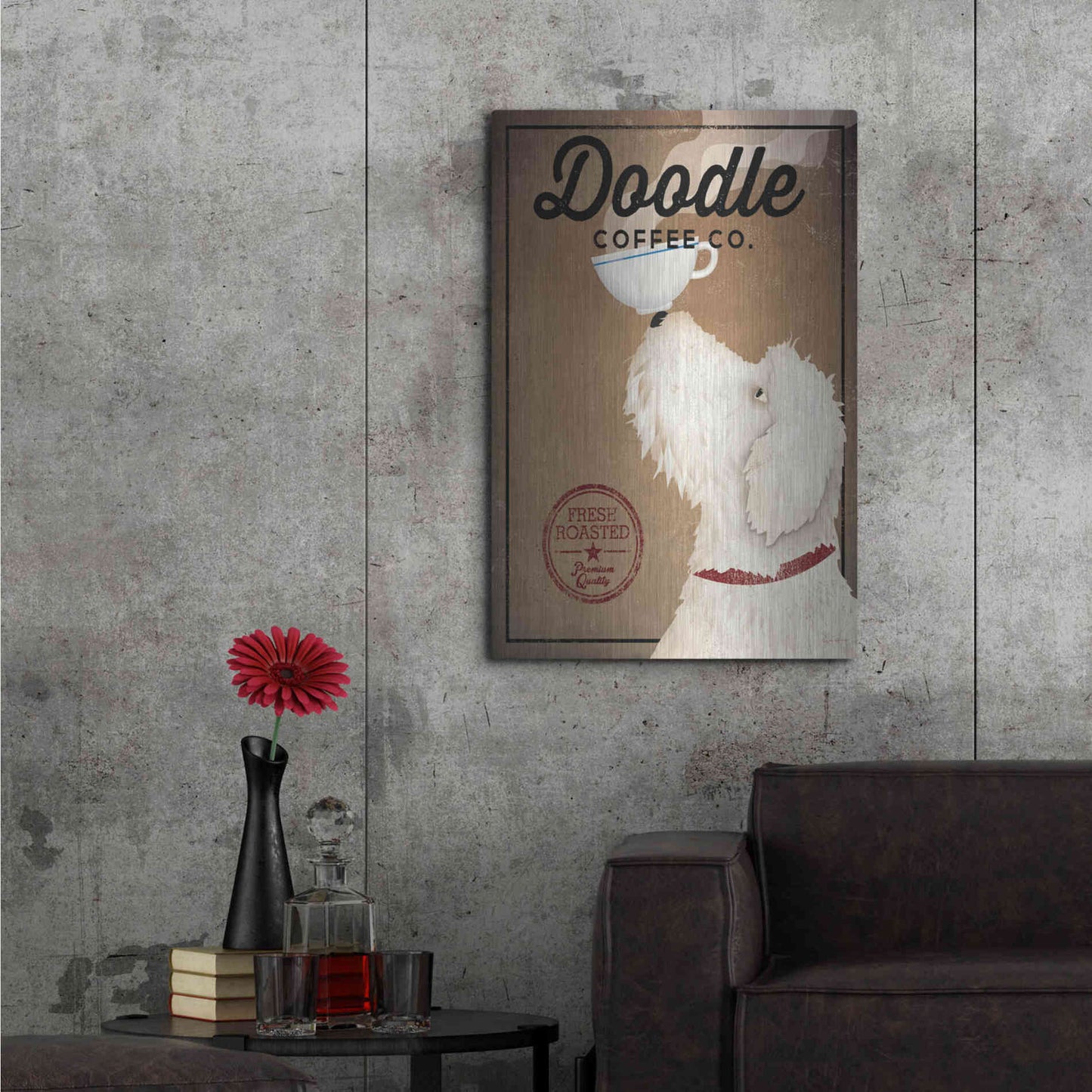 Luxe Metal Art 'Doodle Coffee' by Ryan Fowler, Metal Wall Art,24x36