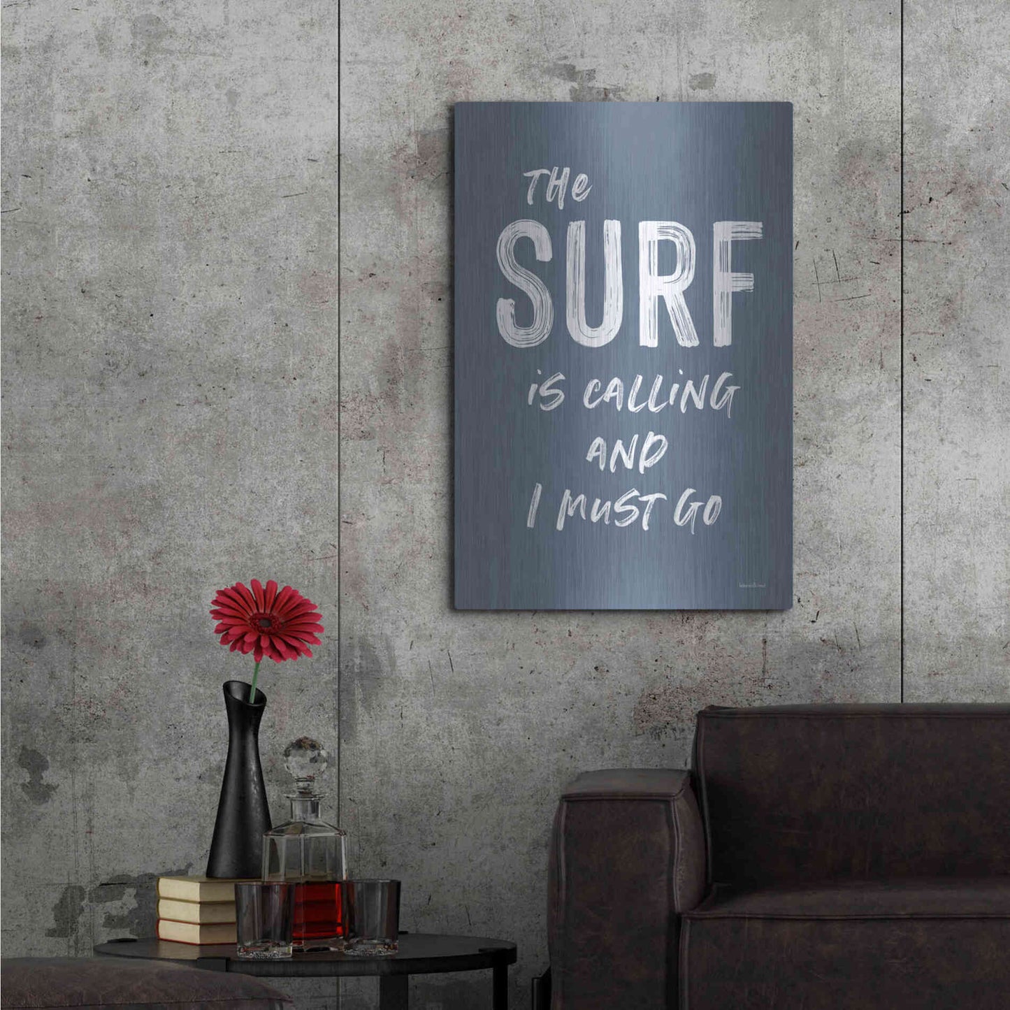 Luxe Metal Art 'The Surf is Calling' by Lettered & Lined, Metal Wall Art,24x36
