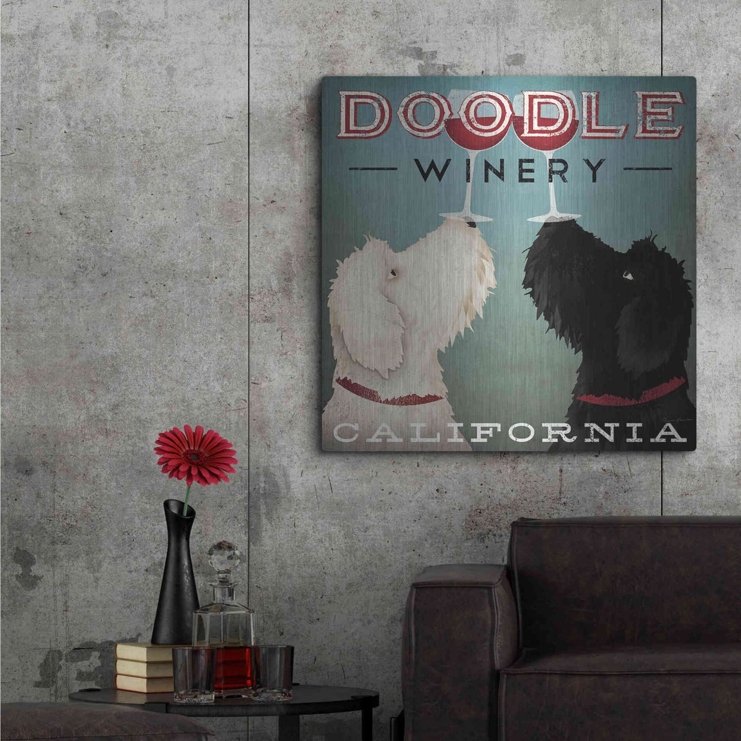 Luxe Metal Art 'Doodle Wine' by Ryan Fowler, Metal Wall Art,36x36