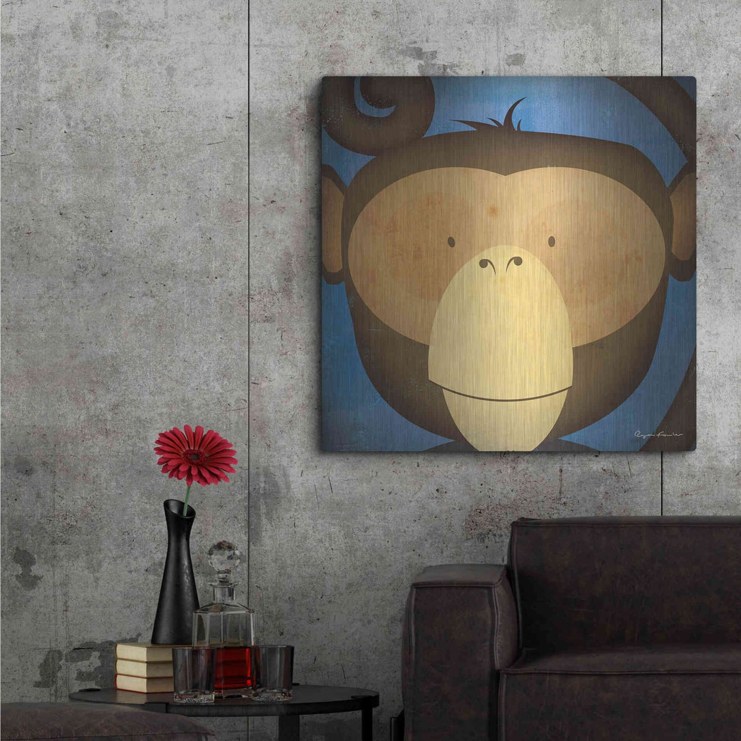 Luxe Metal Art 'Monkey Wow' by Ryan Fowler, Metal Wall Art,36x36