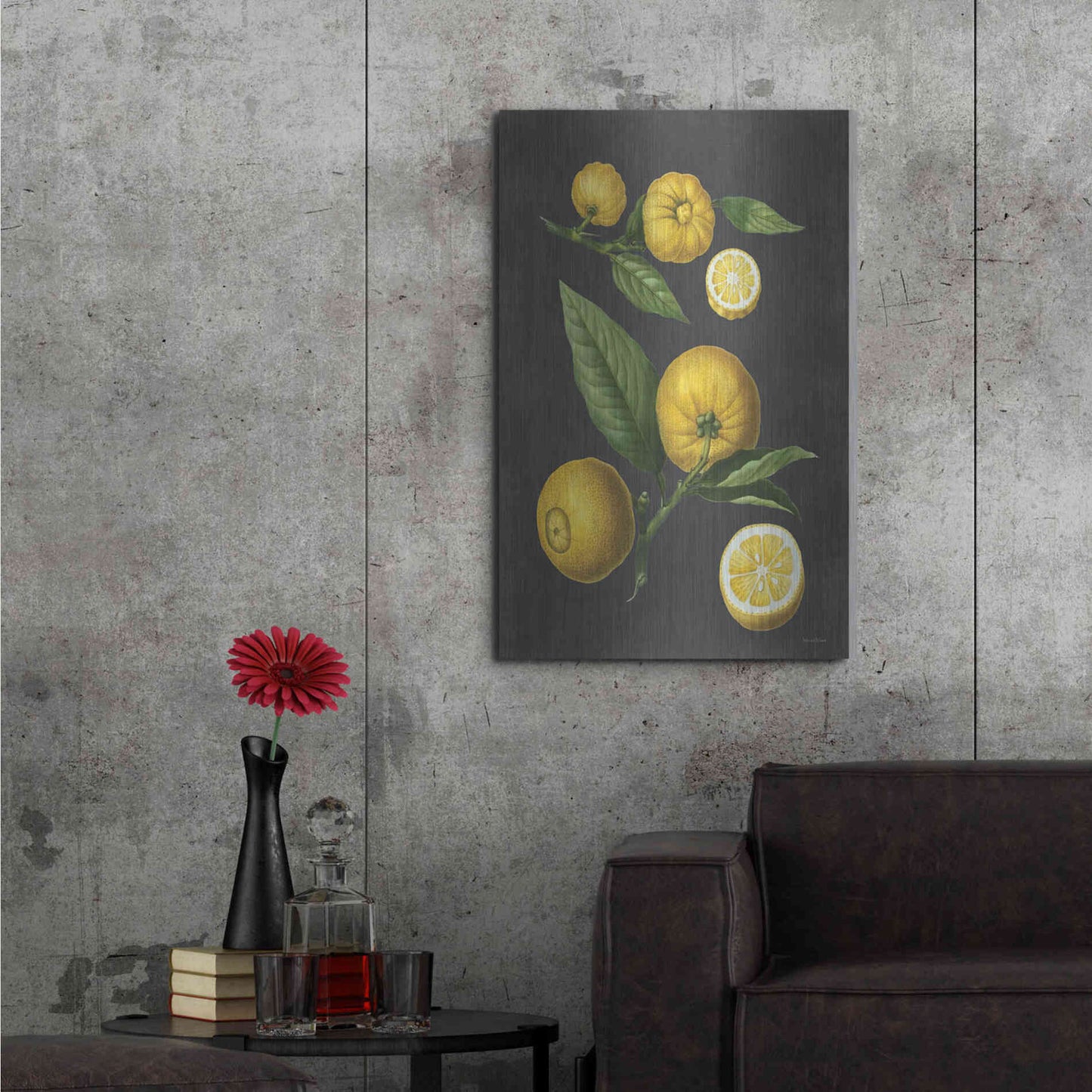 Luxe Metal Art 'Lemon Citrus' by Lettered & Lined, Metal Wall Art,24x36