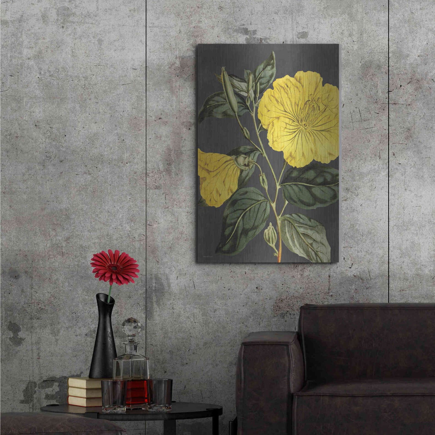 Luxe Metal Art 'Yellow Vine' by Lettered & Lined, Metal Wall Art,24x36