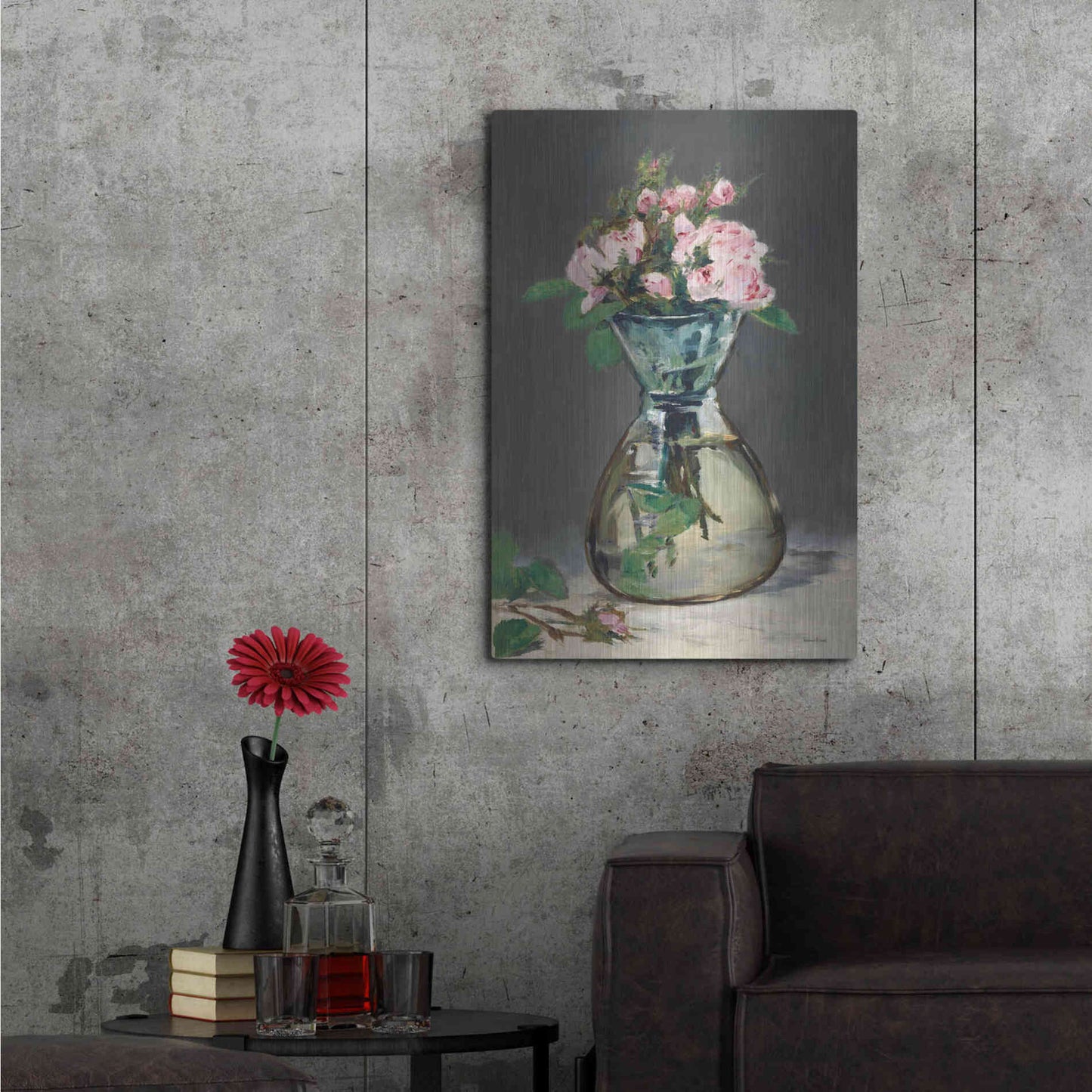 Luxe Metal Art 'Watercolor Pink Roses' by Lettered & Lined, Metal Wall Art,24x36