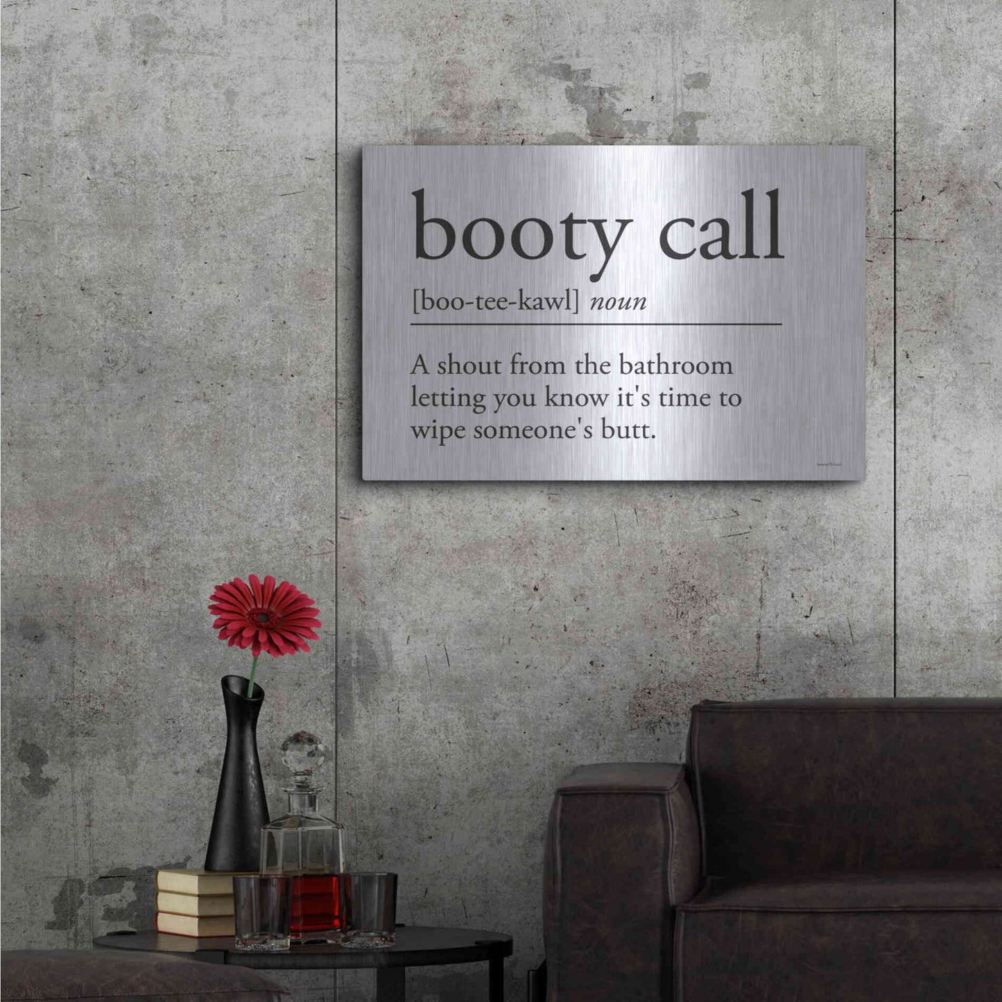 Luxe Metal Art 'Booty Call' by Lettered & Lined, Metal Wall Art,36x24