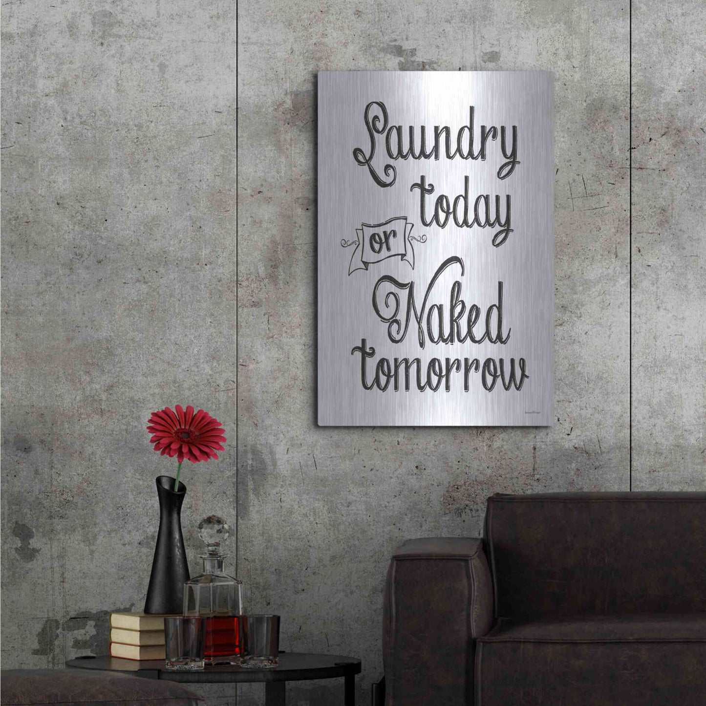 Luxe Metal Art 'Laundry Today' by Lettered & Lined, Metal Wall Art,24x36