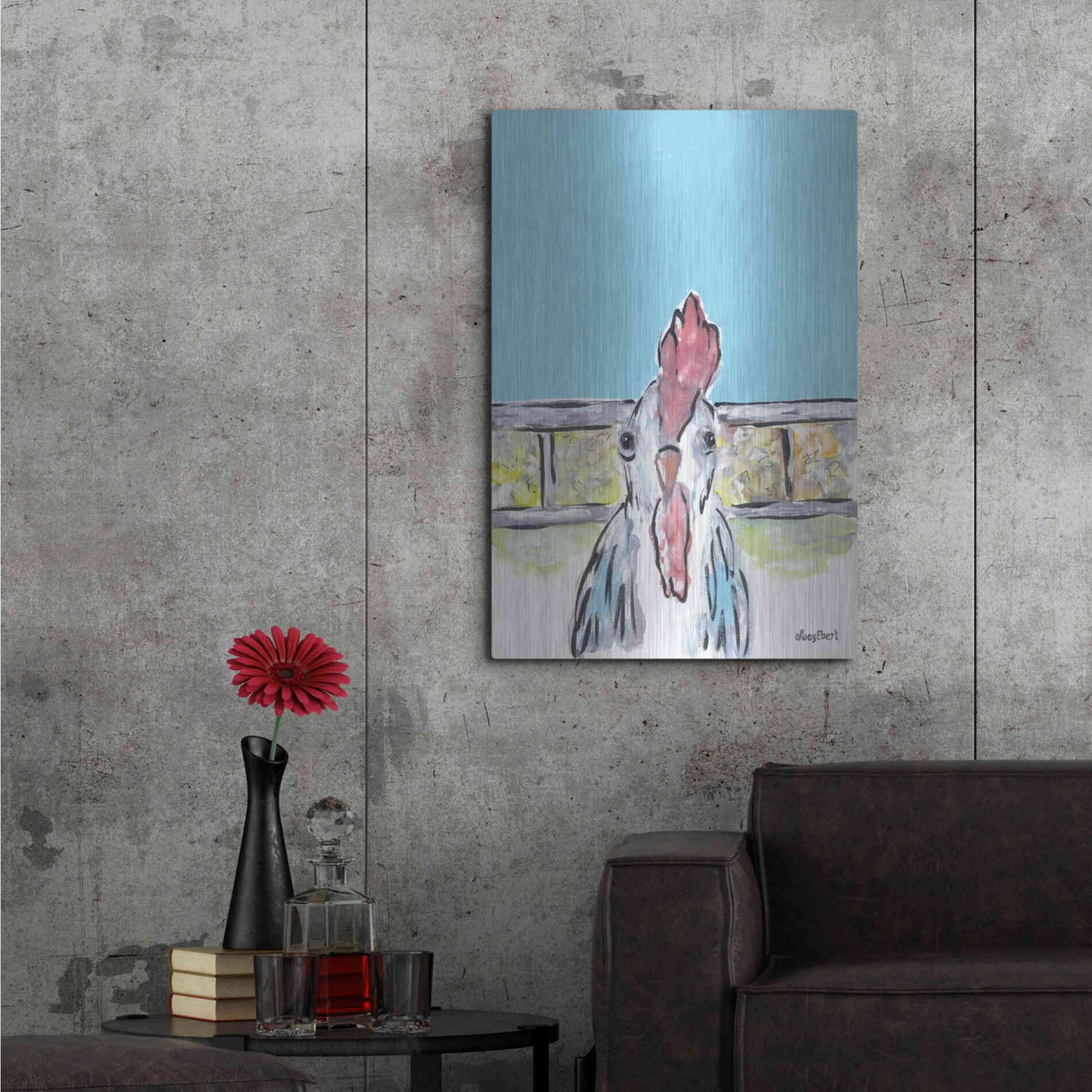 Luxe Metal Art 'Cluck Cluck' by Roey Ebert, Metal Wall Art,24x36
