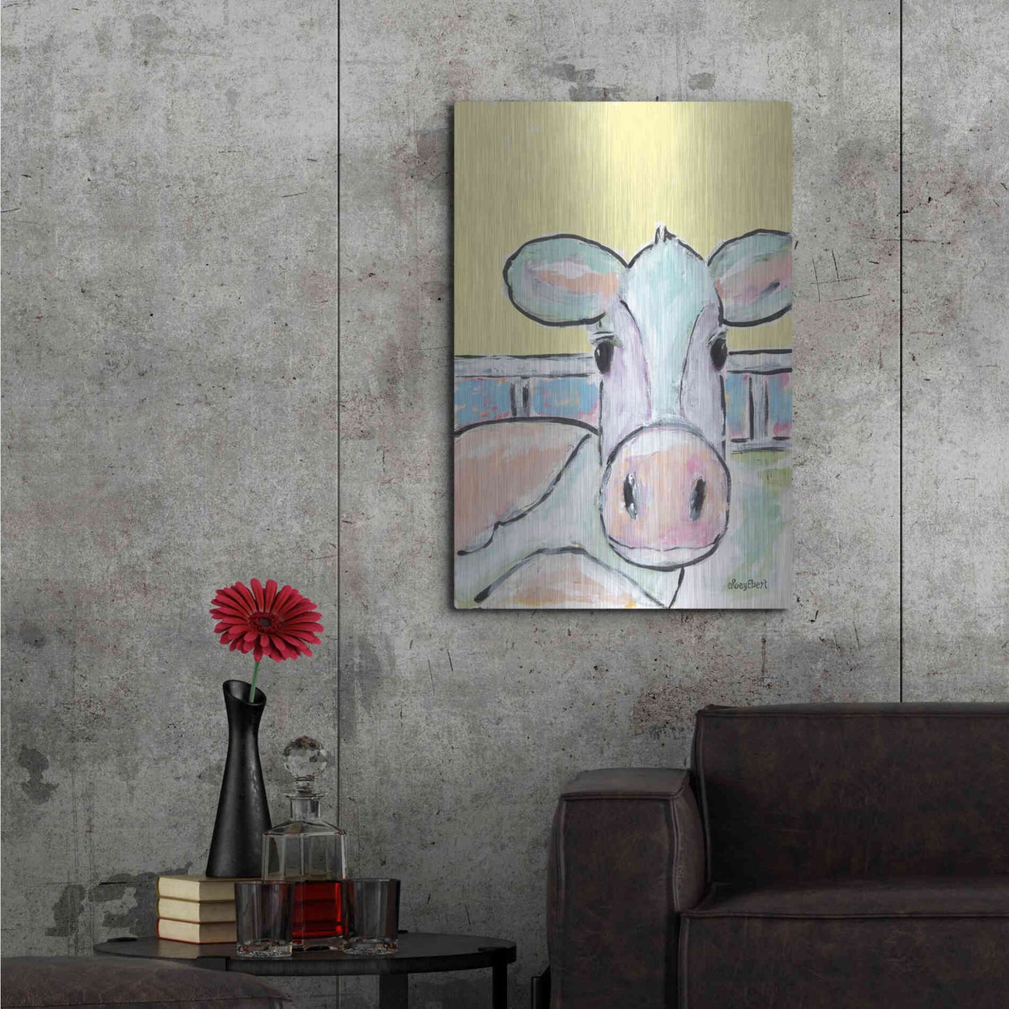 Luxe Metal Art 'Moo Moo' by Roey Ebert, Metal Wall Art,24x36