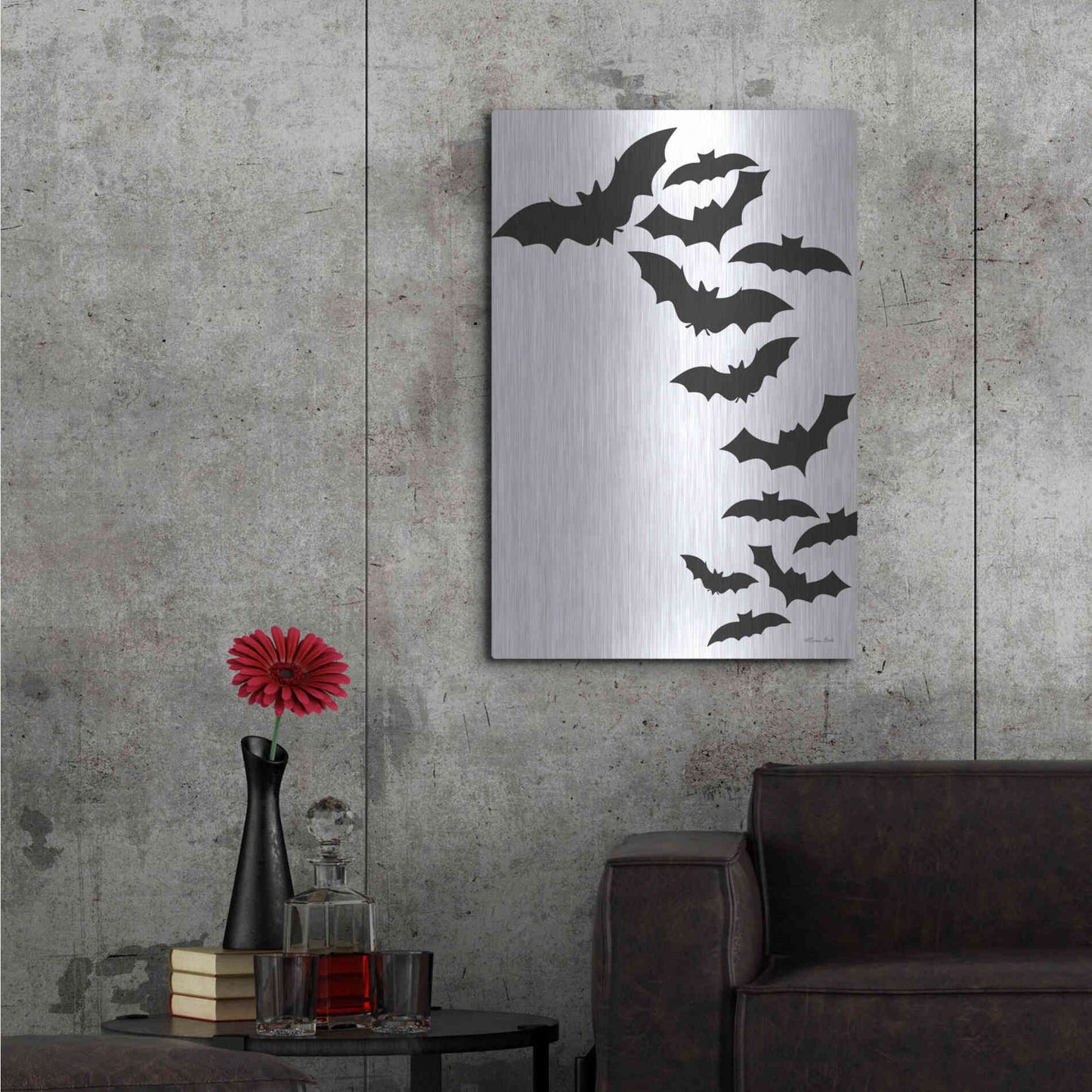 Luxe Metal Art 'Flock of Bats' by Susan Ball, Metal Wall Art,24x36
