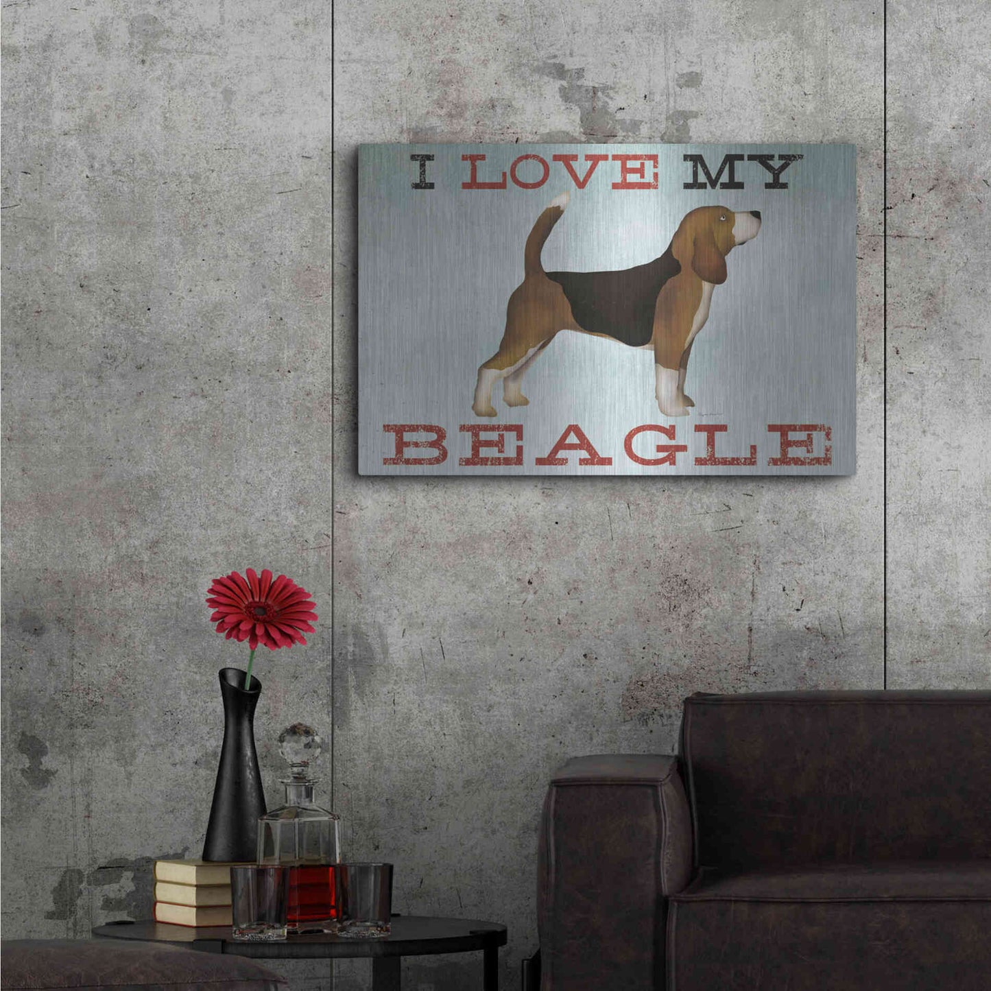 Luxe Metal Art 'Beagle Canoe - I Love My Beagle II' by Ryan Fowler, Metal Wall Art,36x24