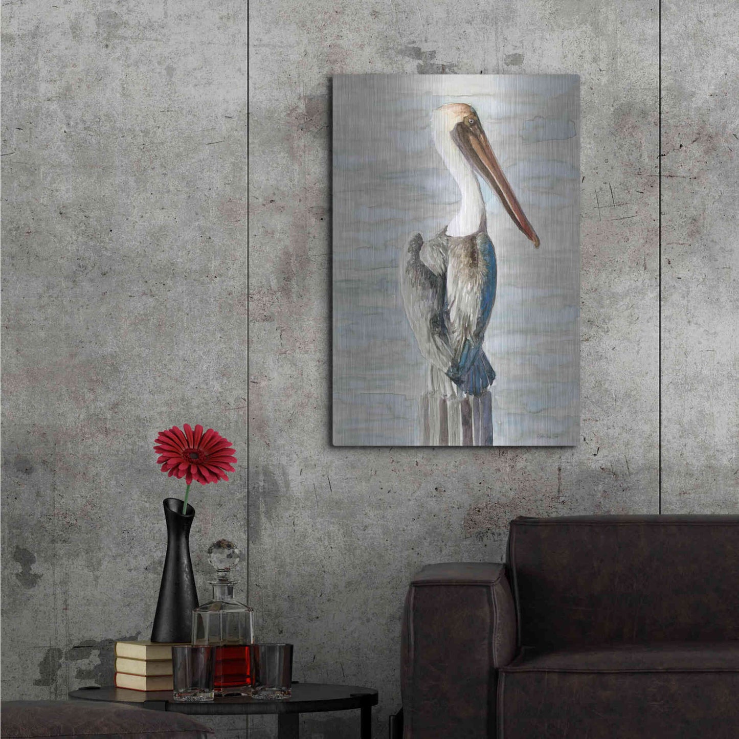 Luxe Metal Art 'Brown Pelican 1' by Stellar Design Studio, Metal Wall Art,24x36