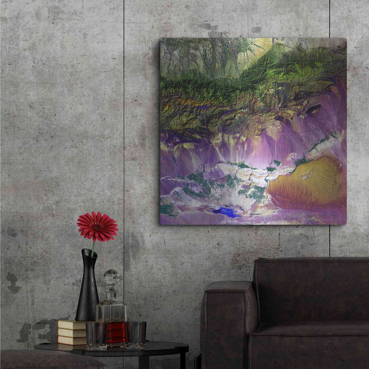 Luxe Metal Art 'Earth As Art: Bogda Mountains' Metal Wall Art,36x36