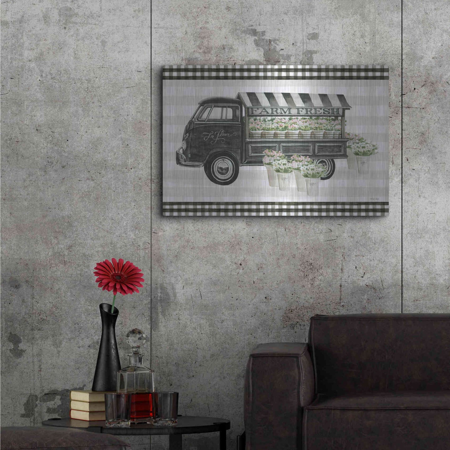 Luxe Metal Art 'Farm Fresh Flower Truck' by Cindy Jacobs, Metal Wall Art,36x24