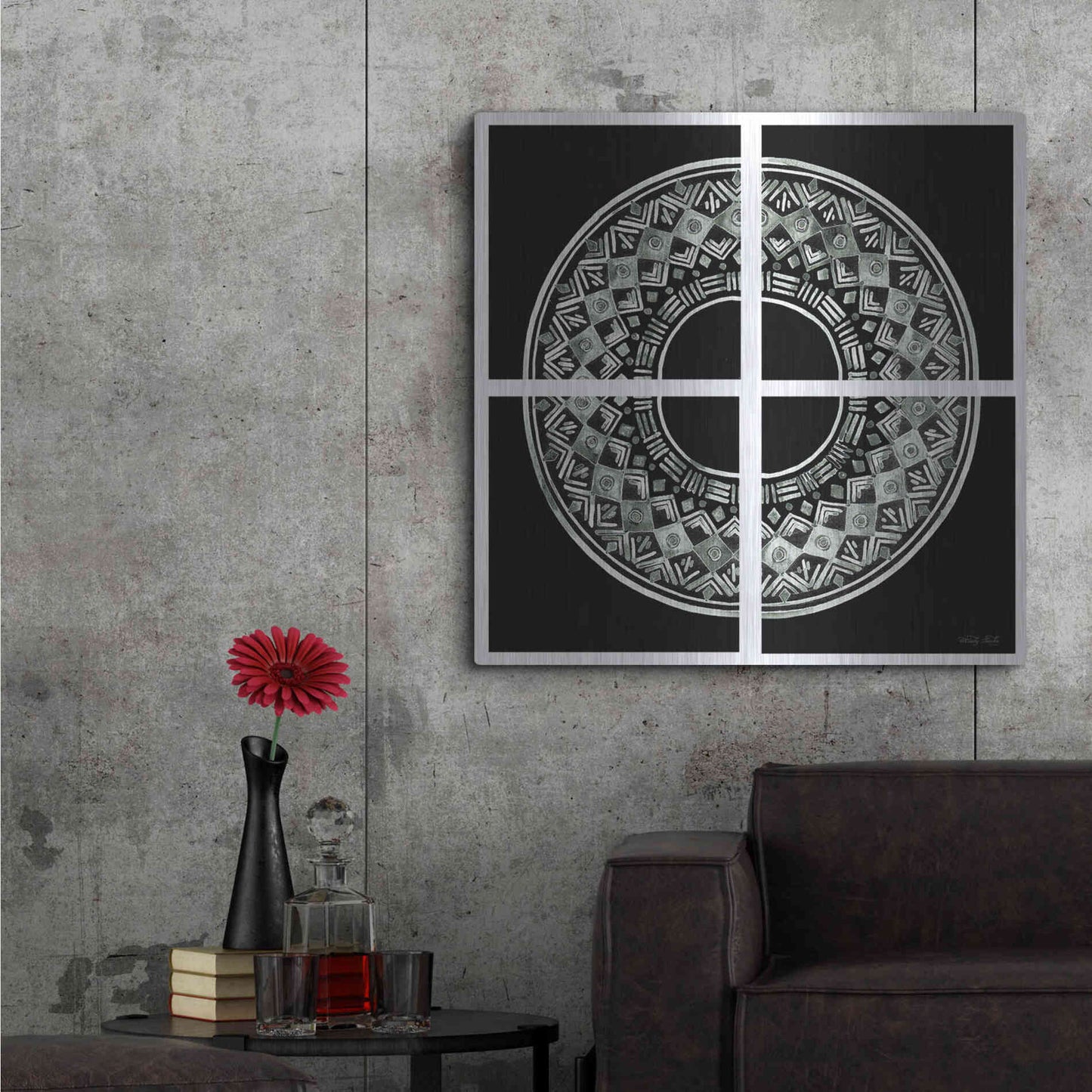 Luxe Metal Art '4 Patch Medallion' by Cindy Jacobs, Metal Wall Art,36x36