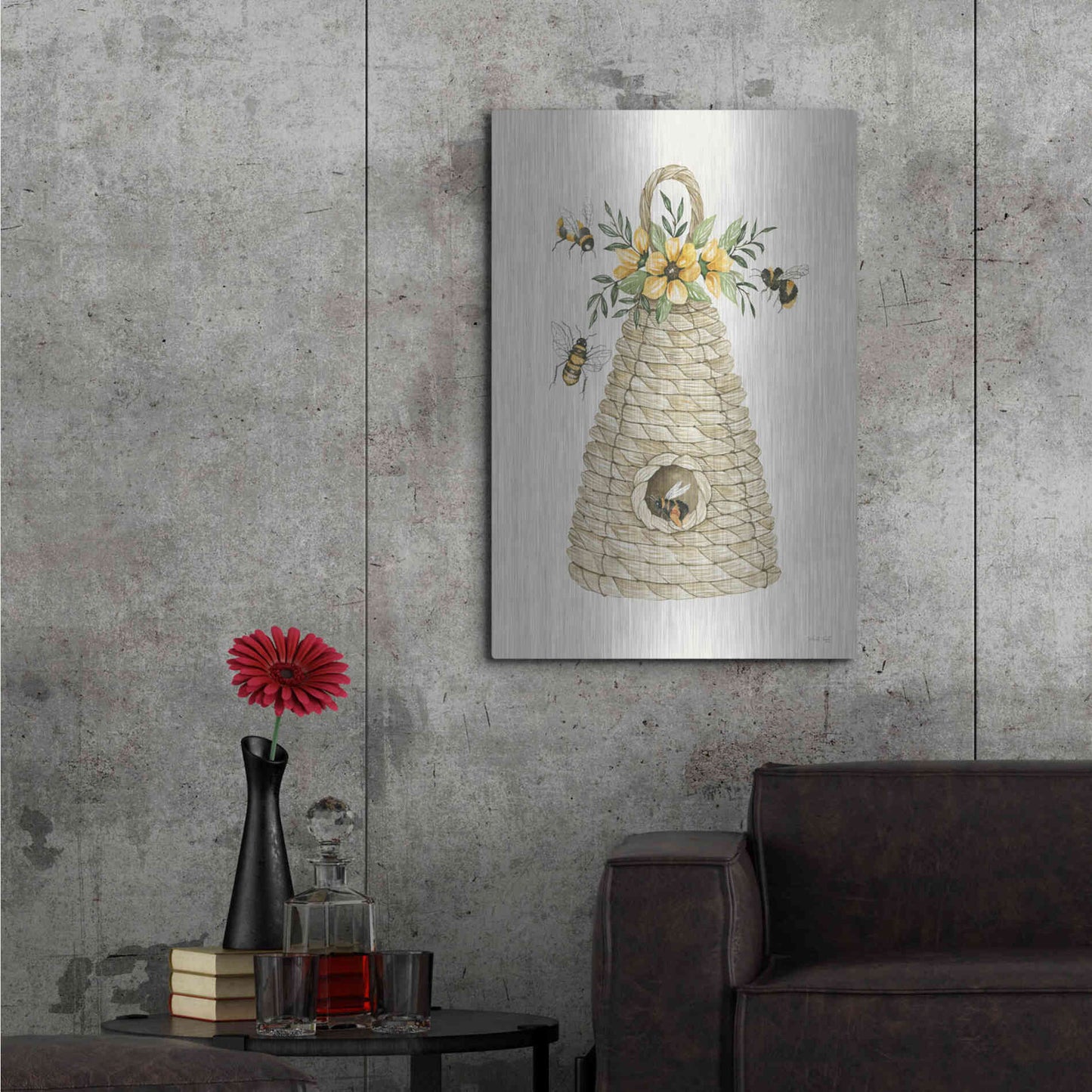 Luxe Metal Art 'Bee Hive Home' by Cindy Jacobs, Metal Wall Art,24x36