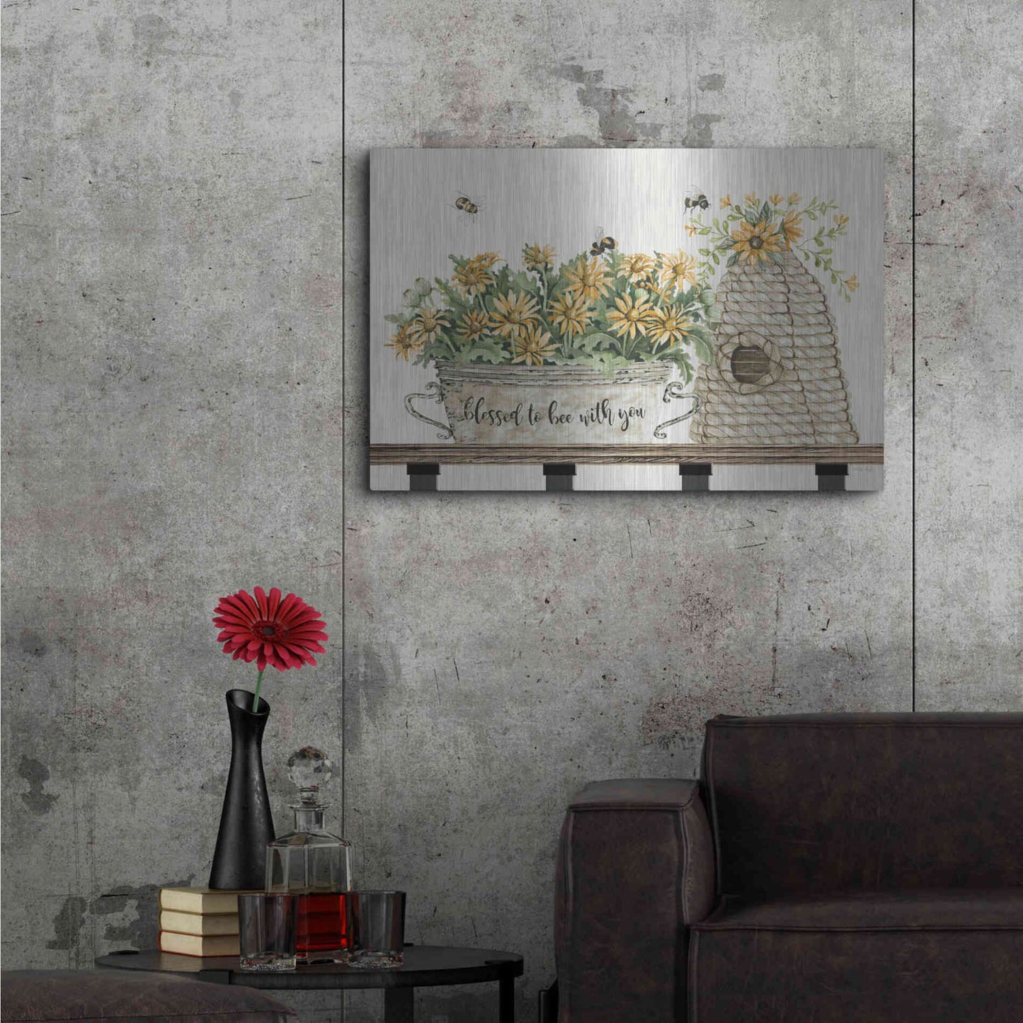 Luxe Metal Art 'Blessed to Be With You Bee Hive' by Cindy Jacobs, Metal Wall Art,36x24