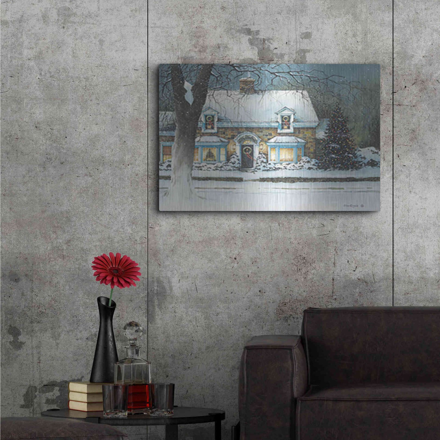 Luxe Metal Art 'Snow Softly Falling' by John Rossini, Metal Wall Art,36x24