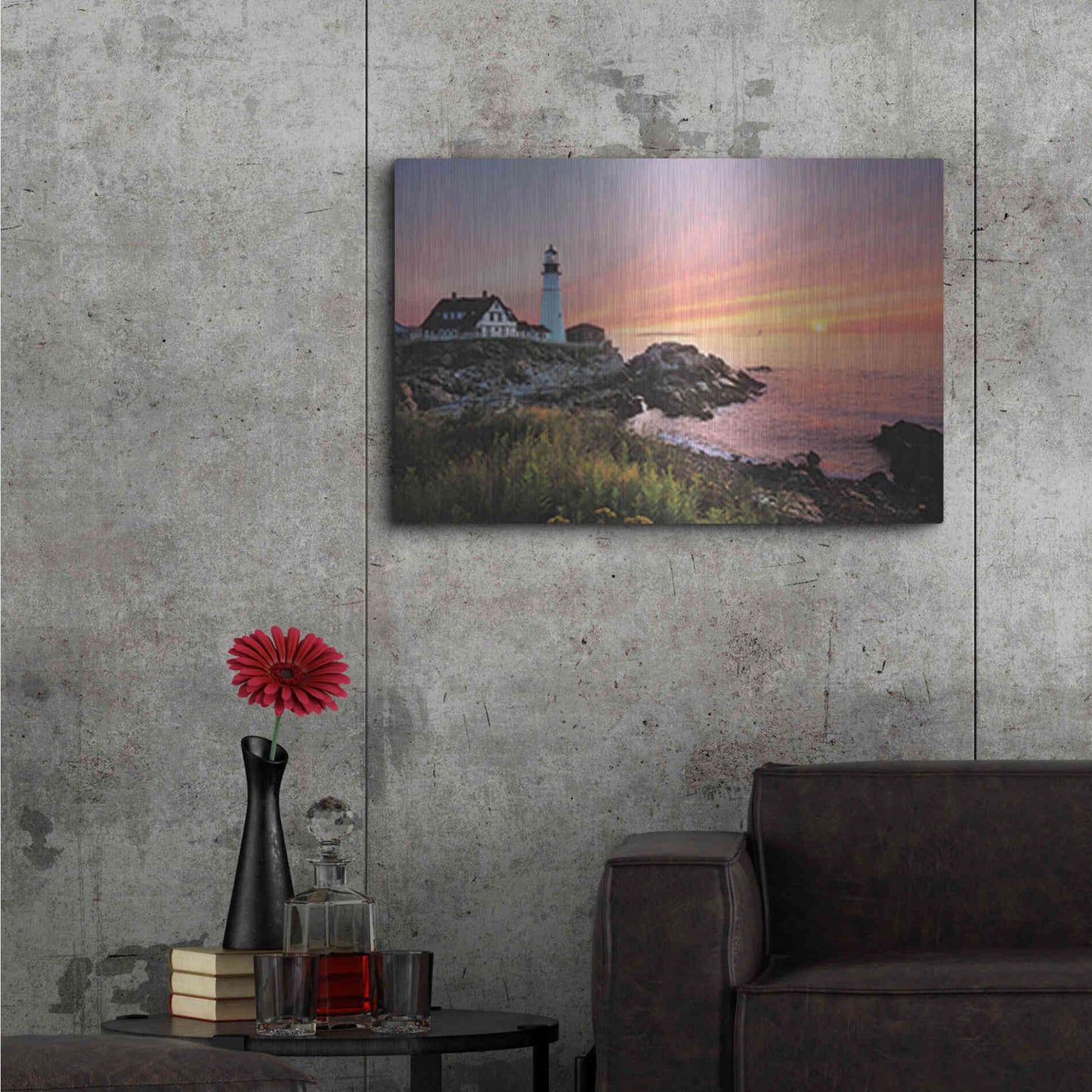 Luxe Metal Art 'Sunrise at Portland Head' by Lori Deiter, Metal Wall Art,36x24