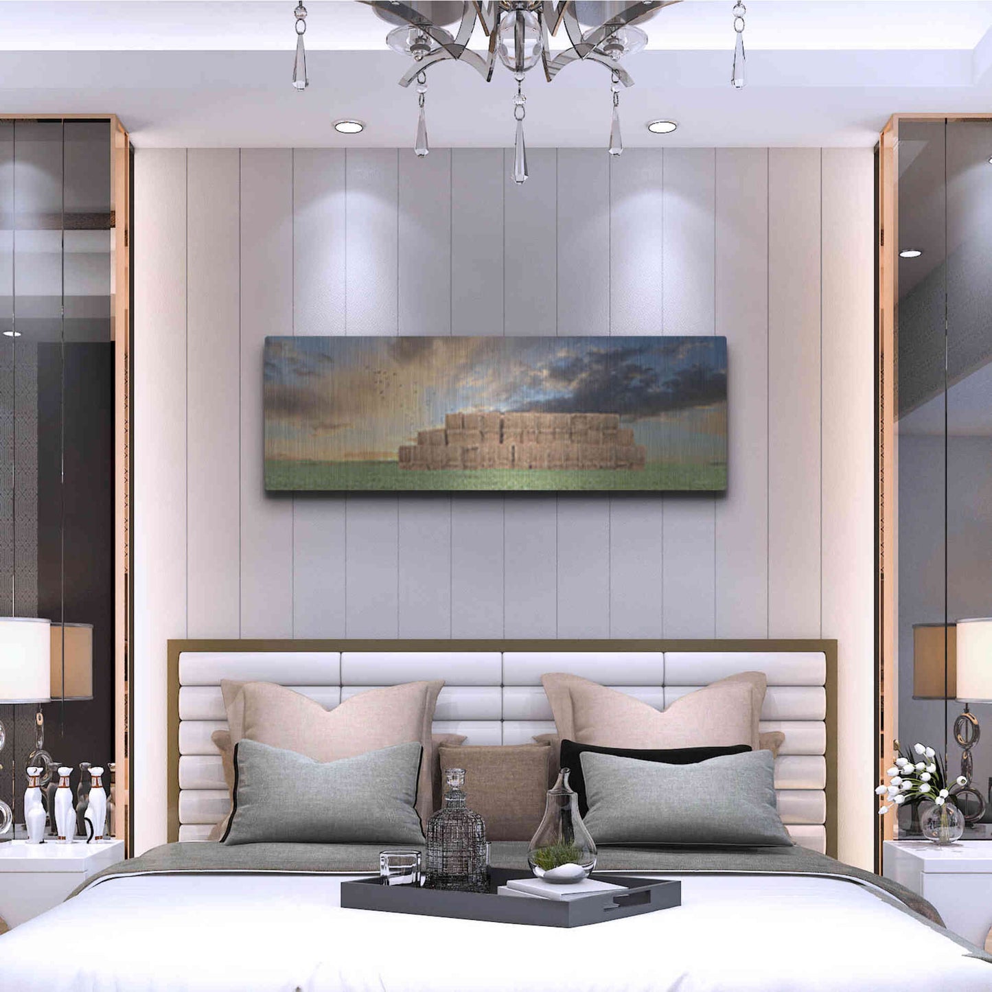 Luxe Metal Art 'Haystack Harvest' by Lori Deiter, Metal Wall Art,48x16