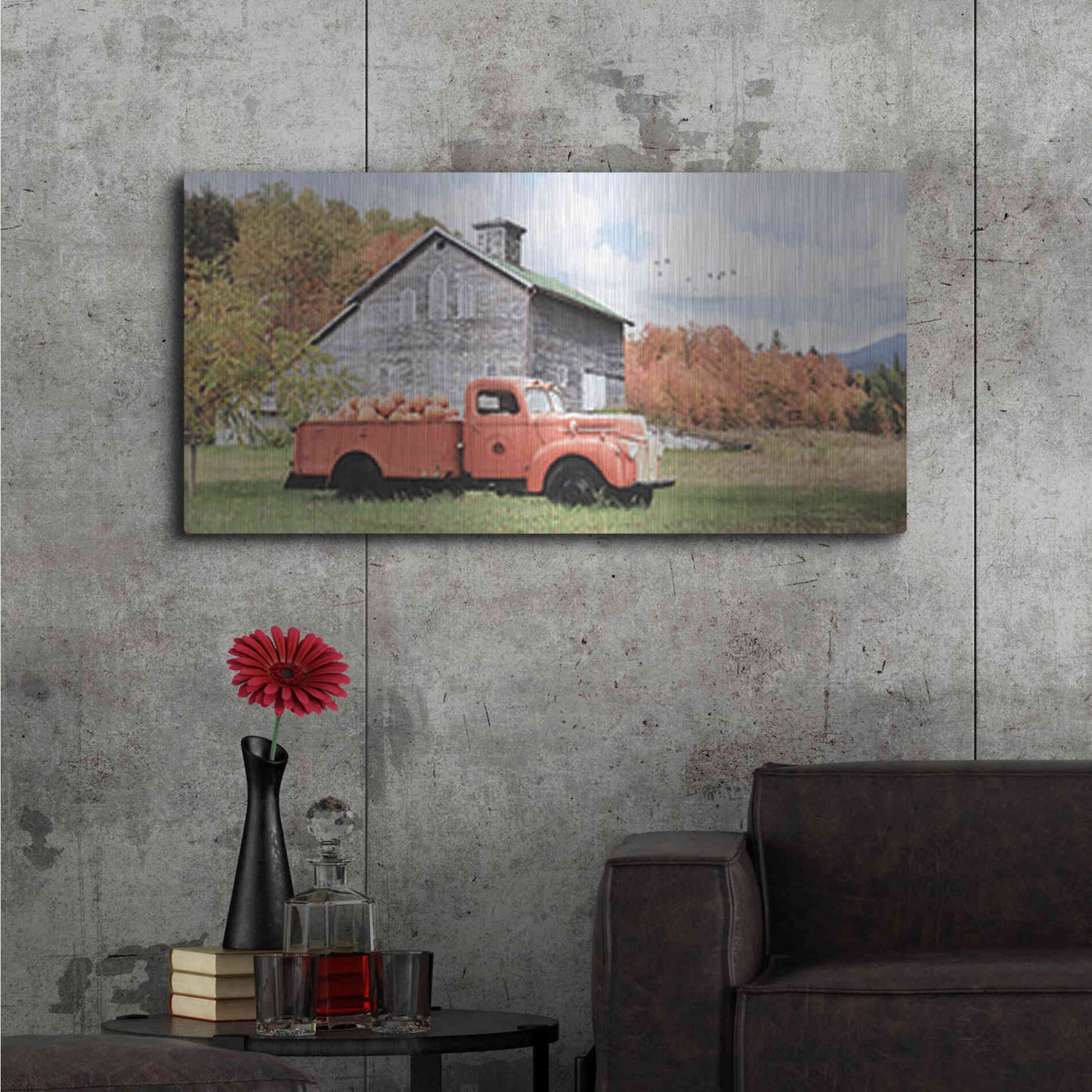 Luxe Metal Art 'Pumpkin Patch' by Lori Deiter, Metal Wall Art,48x24