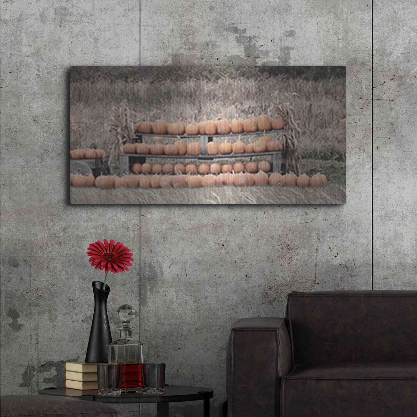 Luxe Metal Art 'Pumpkin Picking' by Lori Deiter, Metal Wall Art,48x24