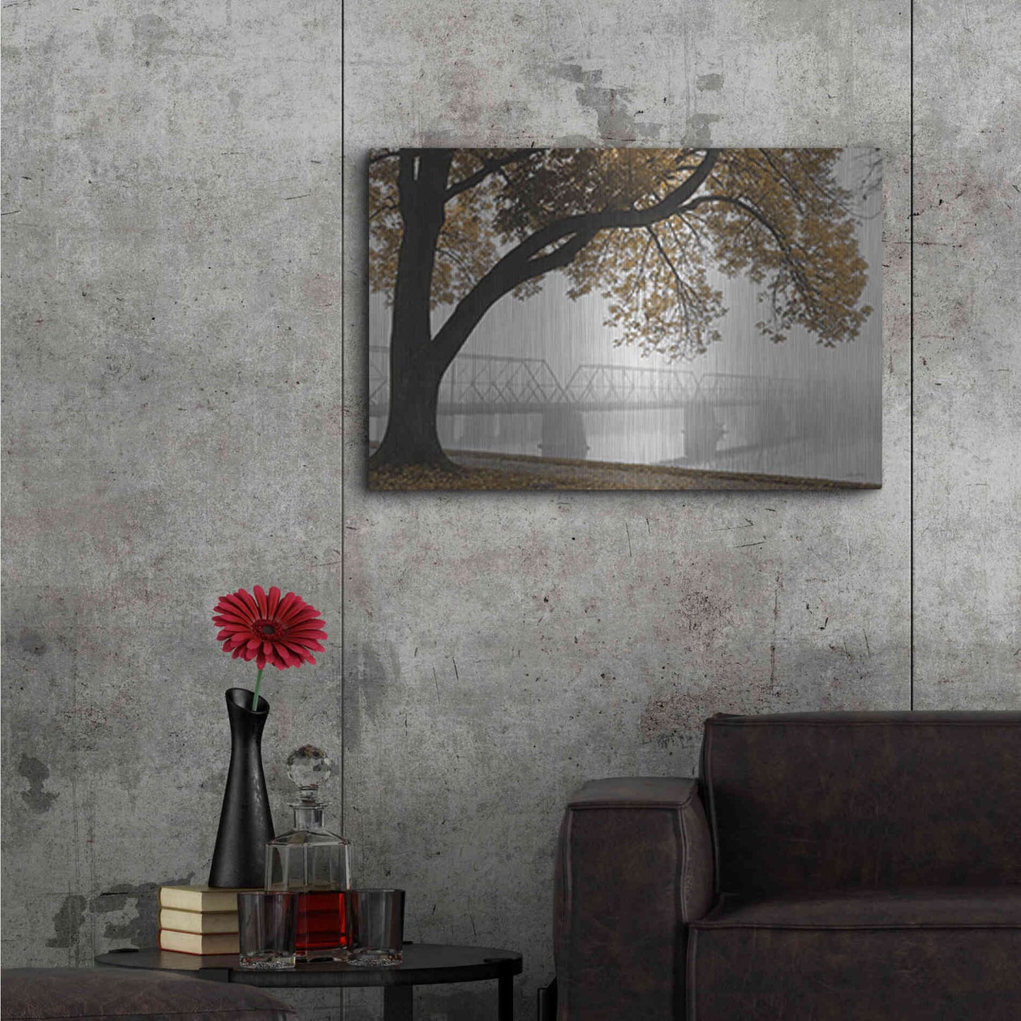 Luxe Metal Art 'Foggy Riverview' by Lori Deiter, Metal Wall Art,36x24