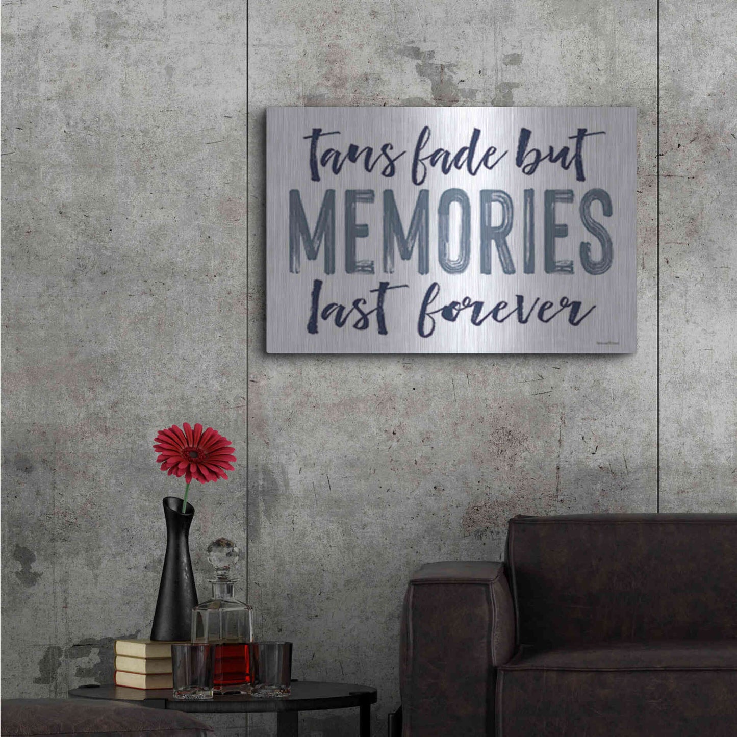 Luxe Metal Art 'Memories Last Forever' by Lettered & Lined, Metal Wall Art,36x24