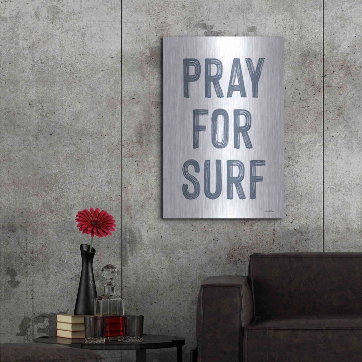 Luxe Metal Art 'Pray for Surf' by Lettered & Lined, Metal Wall Art,24x36