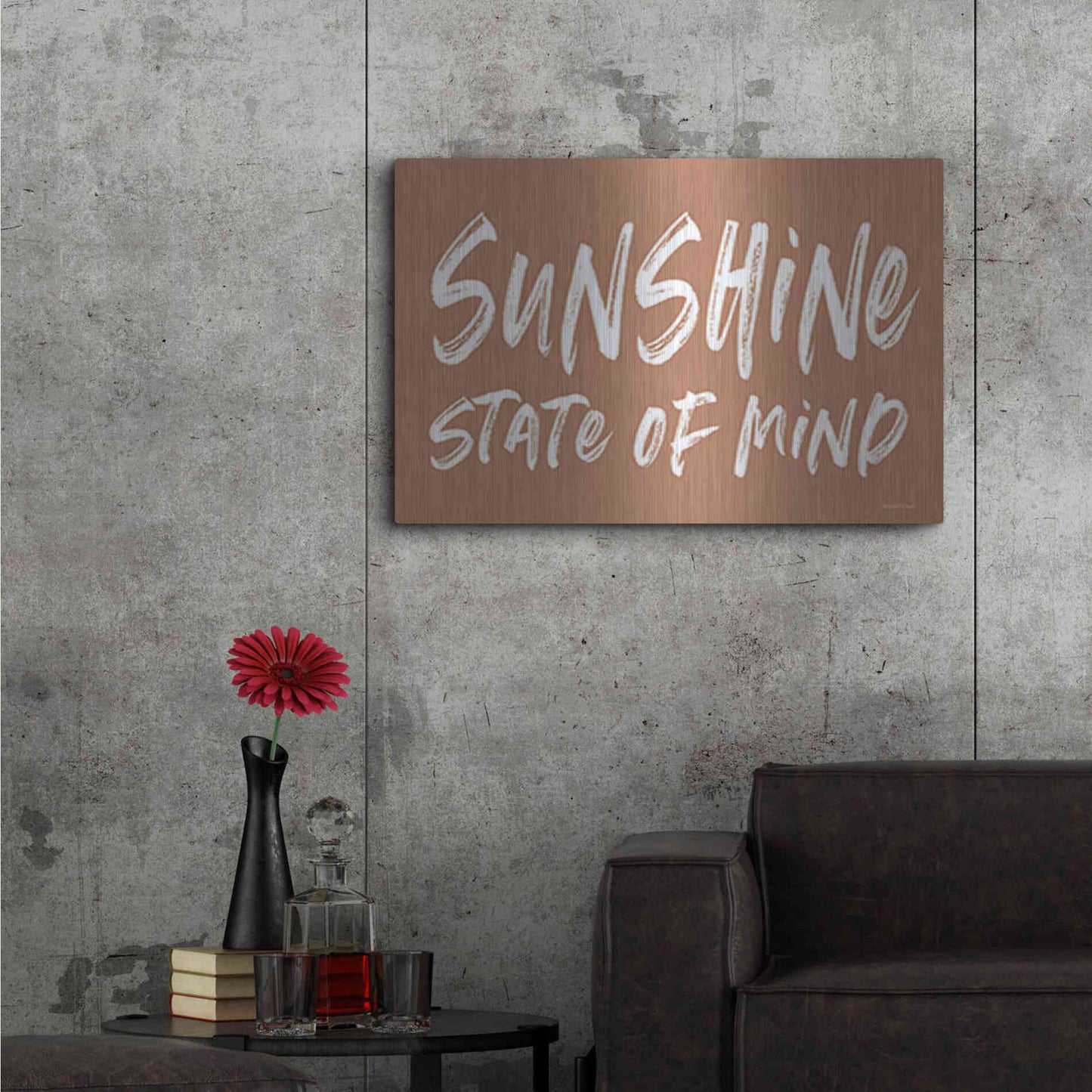 Luxe Metal Art 'Sunshine State of Mind' by Lettered & Lined, Metal Wall Art,36x24