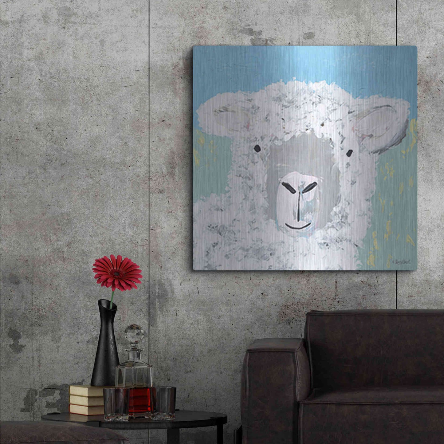 Luxe Metal Art 'Baa' by Roey Ebert, Metal Wall Art,36x36