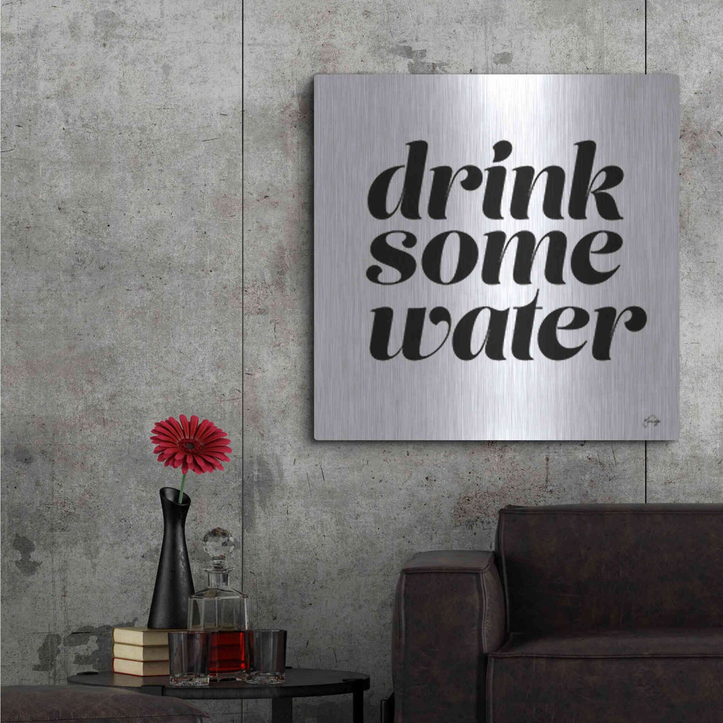 Luxe Metal Art 'Drink Some Water' by Yass Naffas Designs, Metal Wall Art,36x36