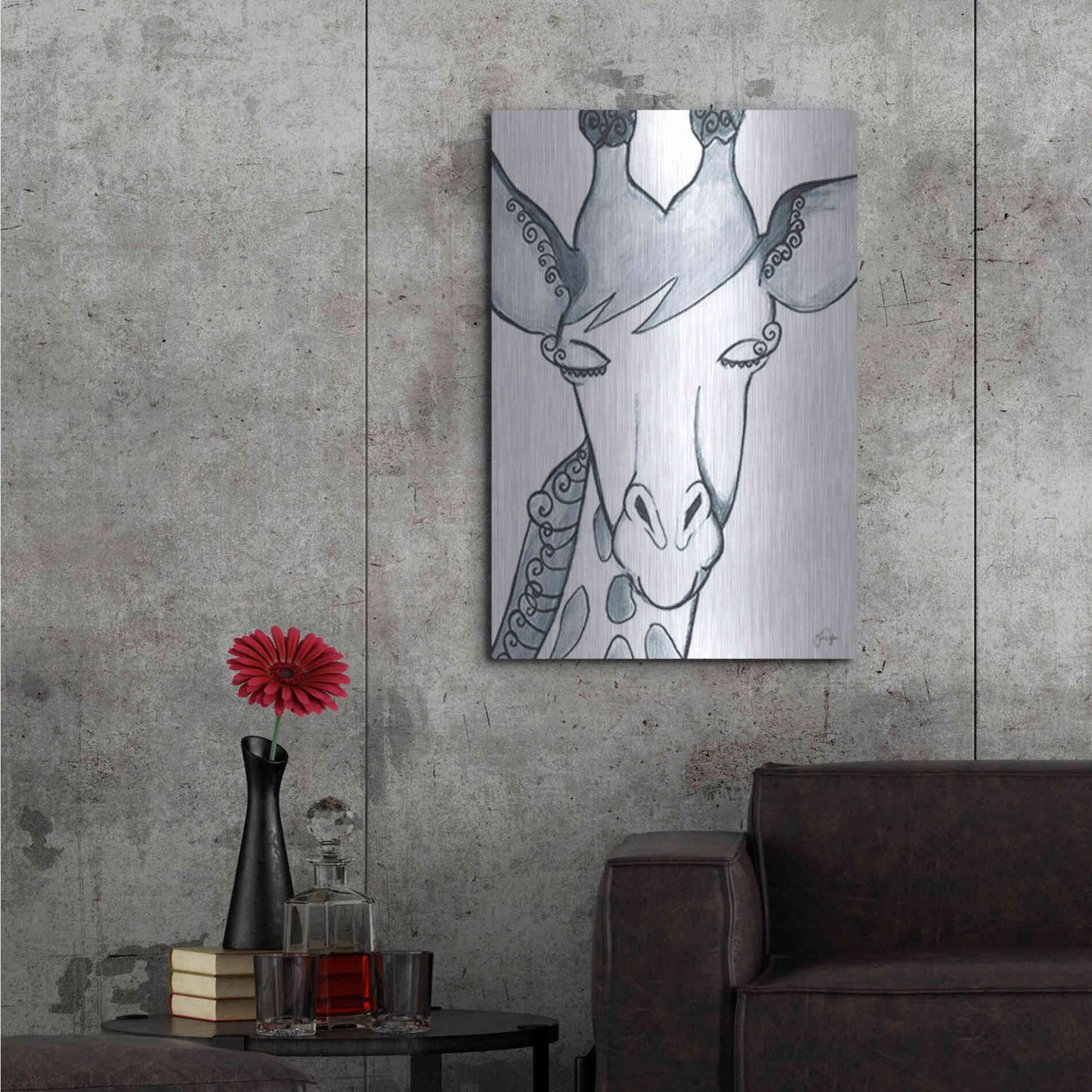 Luxe Metal Art 'Whimsical Baby Giraffe' by Yass Naffas Designs, Metal Wall Art,24x36