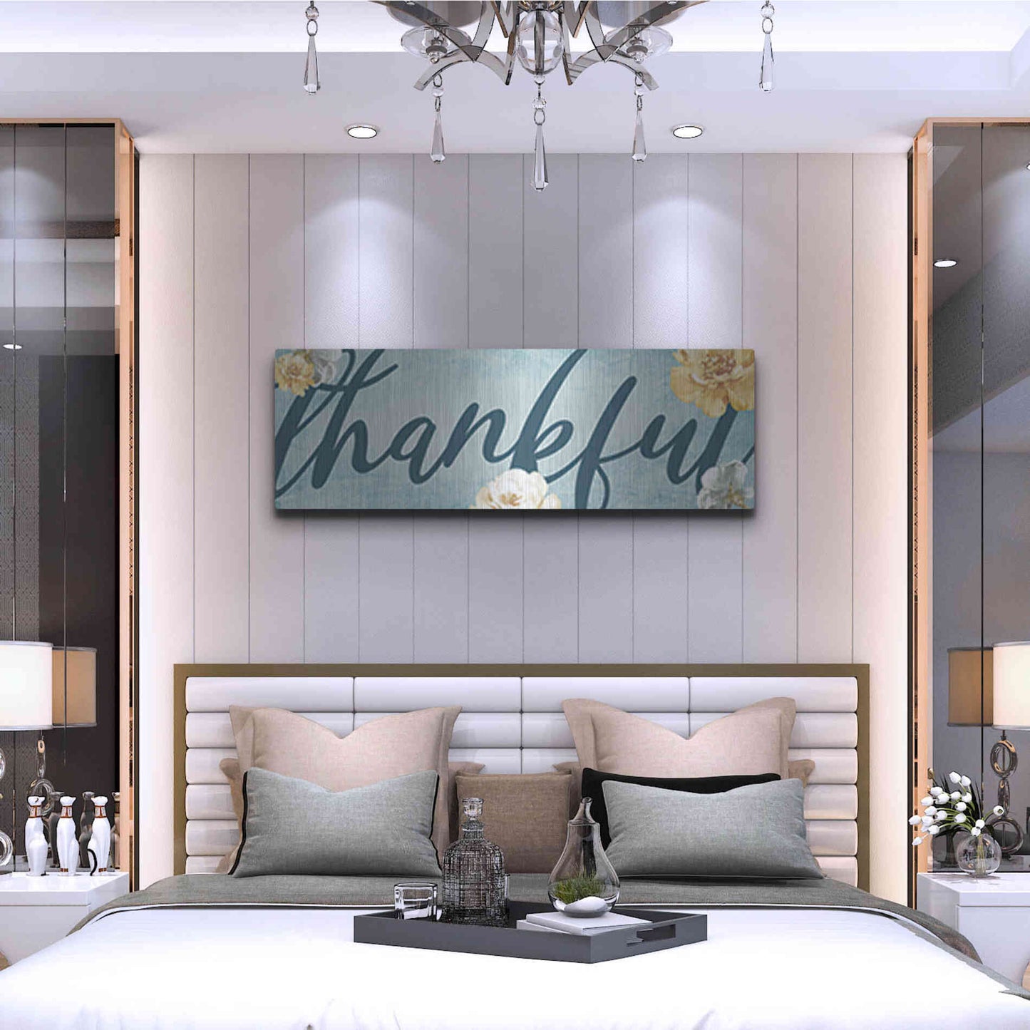 Luxe Metal Art 'Thankful' by Yass Naffas Designs, Metal Wall Art,48x16