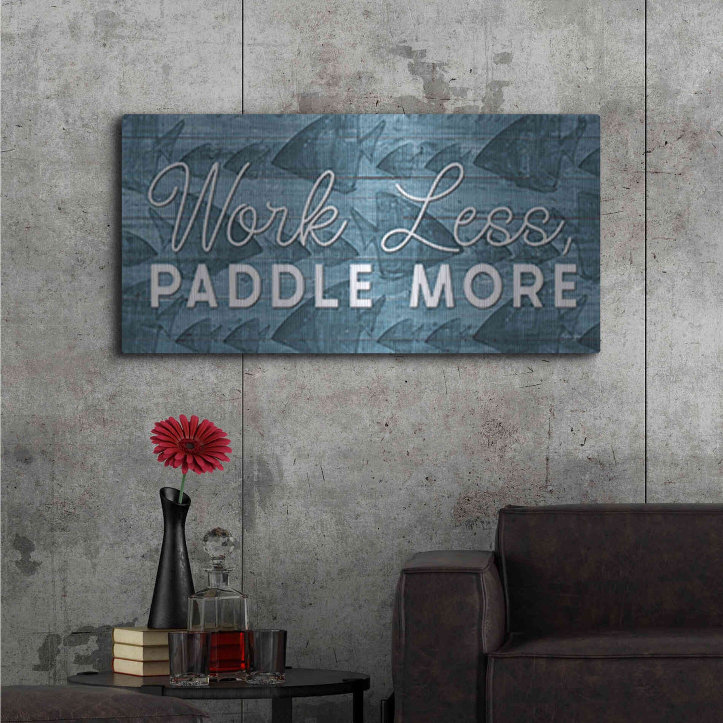 Luxe Metal Art 'Work Less, Paddle More' by Yass Naffas Designs, Metal Wall Art,48x24