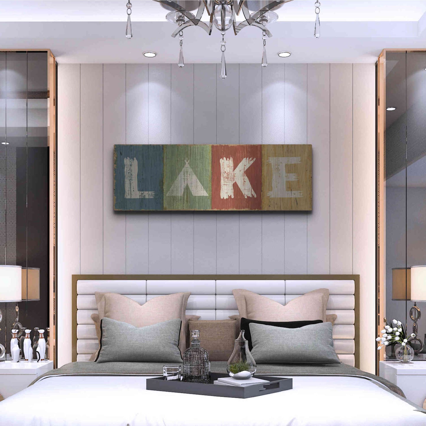 Luxe Metal Art 'Lake Lodge V' by Sue Schlabach, Metal Wall Art,48x16