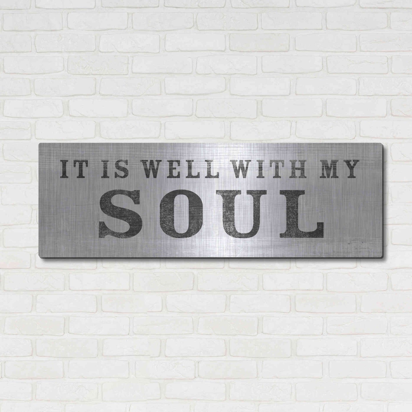 Luxe Metal Art 'Signs of Faith III' by Sue Schlabach, Metal Wall Art,48x16