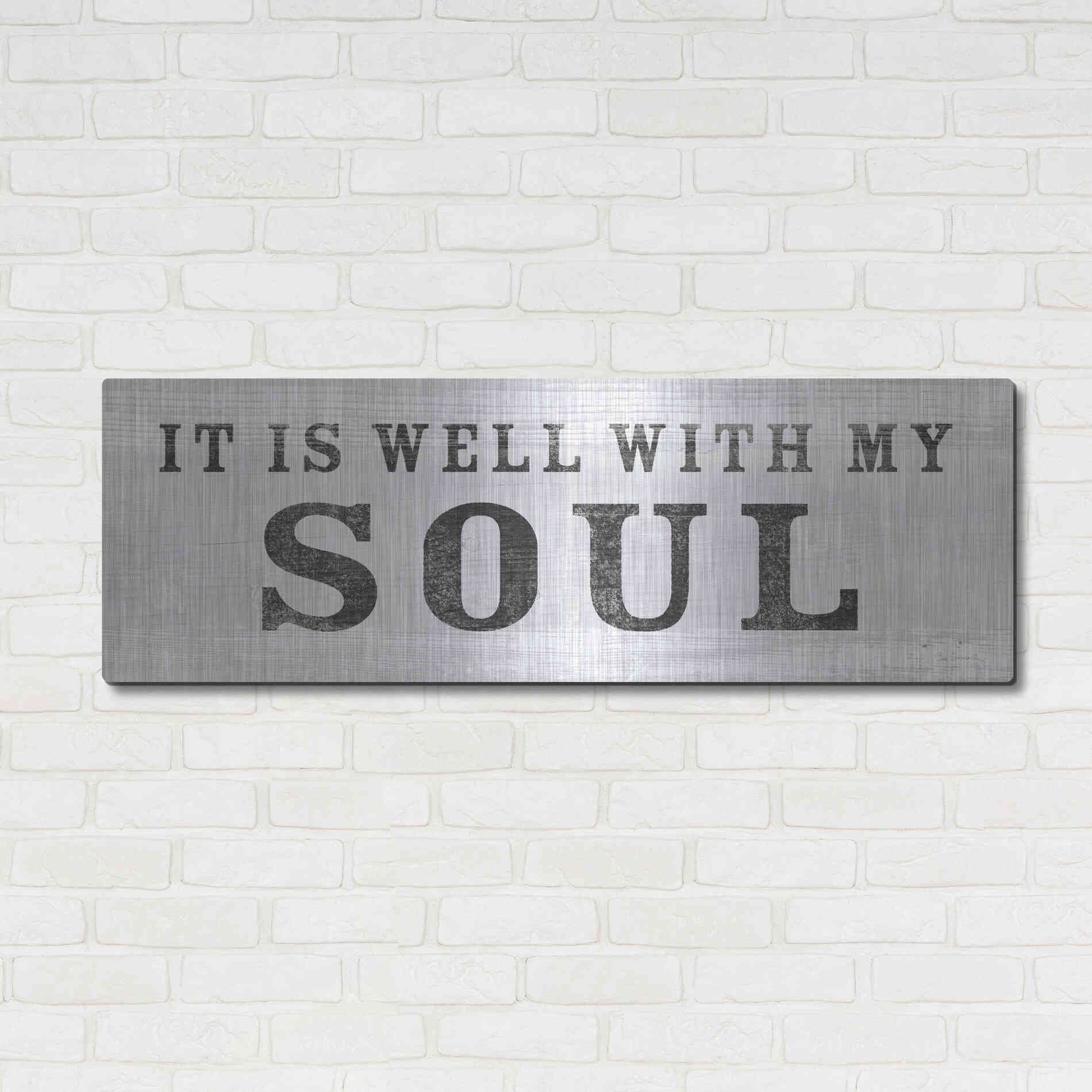 Luxe Metal Art 'Signs of Faith III' by Sue Schlabach, Metal Wall Art,48x16