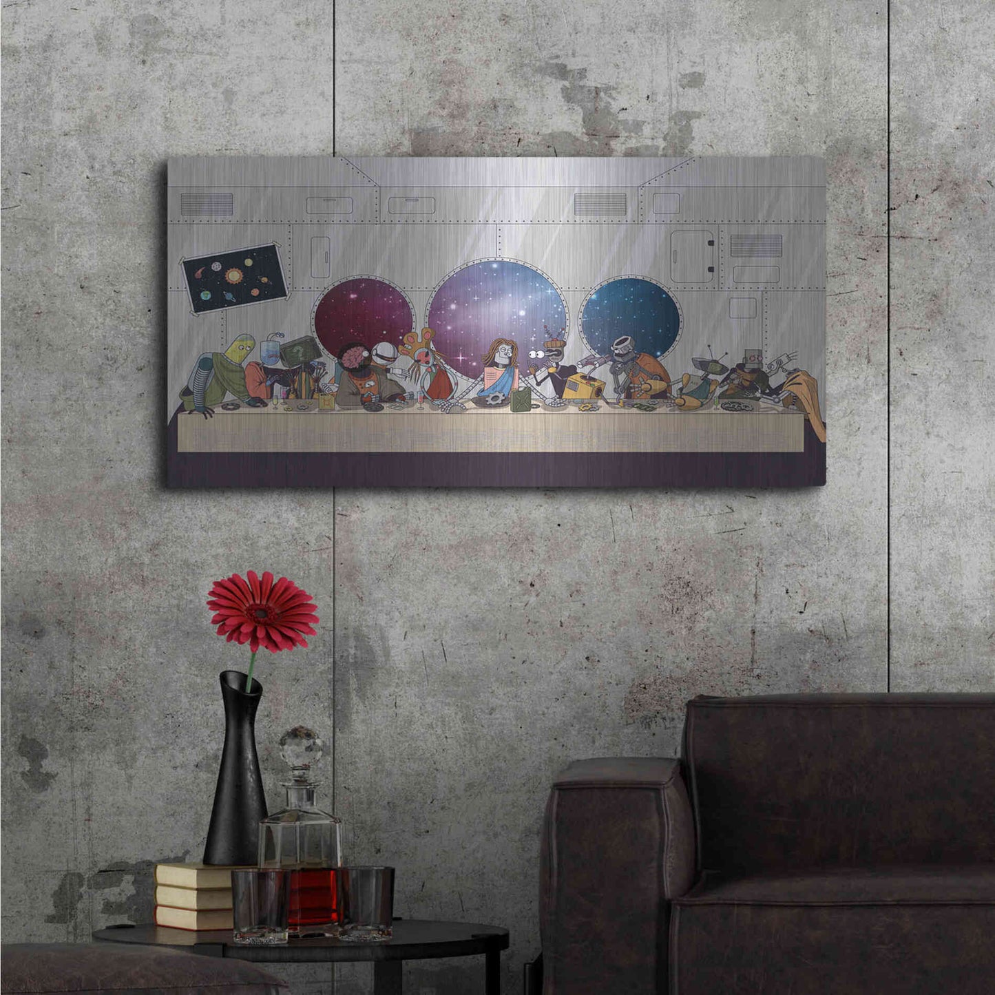 Luxe Metal Art 'The Robot's Last Supper' Metal Wall Art,48x24