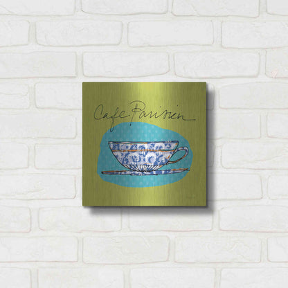 Luxe Metal Art 'Colorful Coffee Cafe Parisien No Border' by Sue Schlabach, Metal Wall Art,12x12