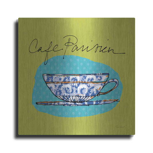 Luxe Metal Art 'Colorful Coffee Cafe Parisien No Border' by Sue Schlabach, Metal Wall Art