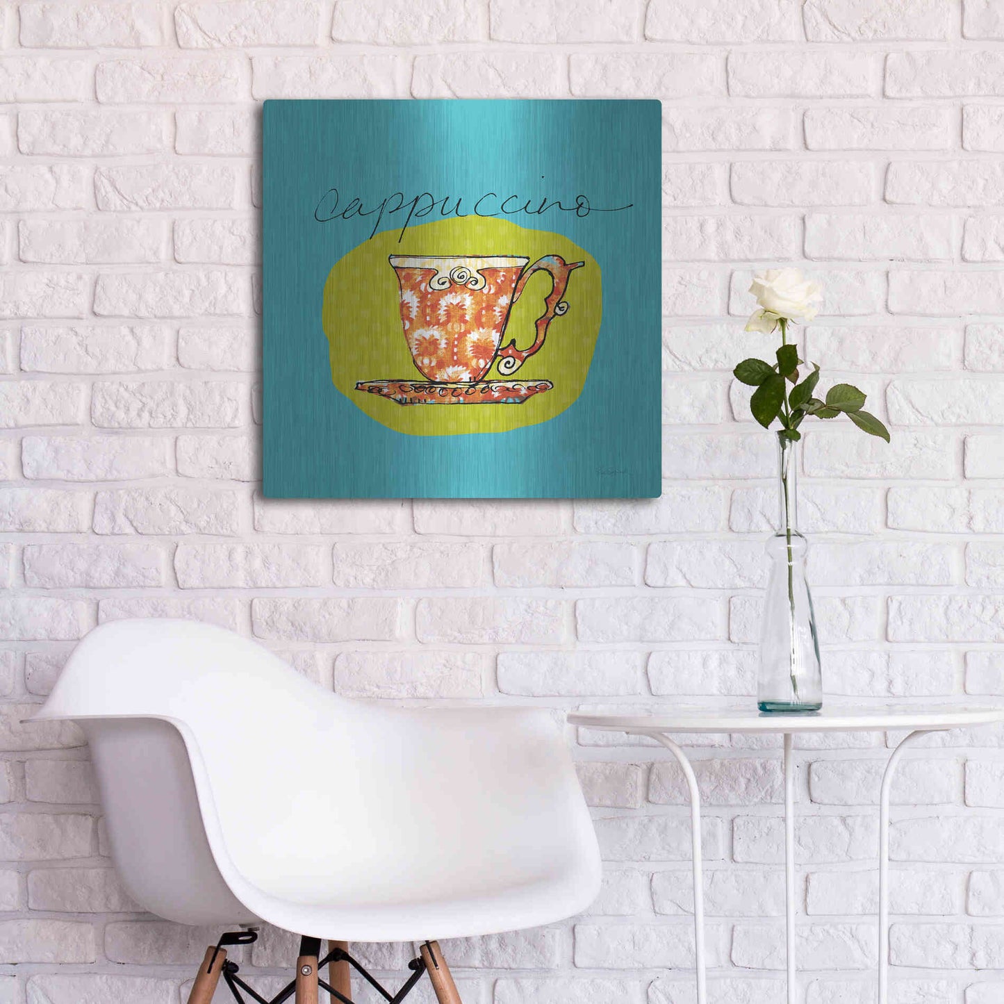 Luxe Metal Art 'Colorful Coffee Cappuccino No Border' by Sue Schlabach, Metal Wall Art,24x24