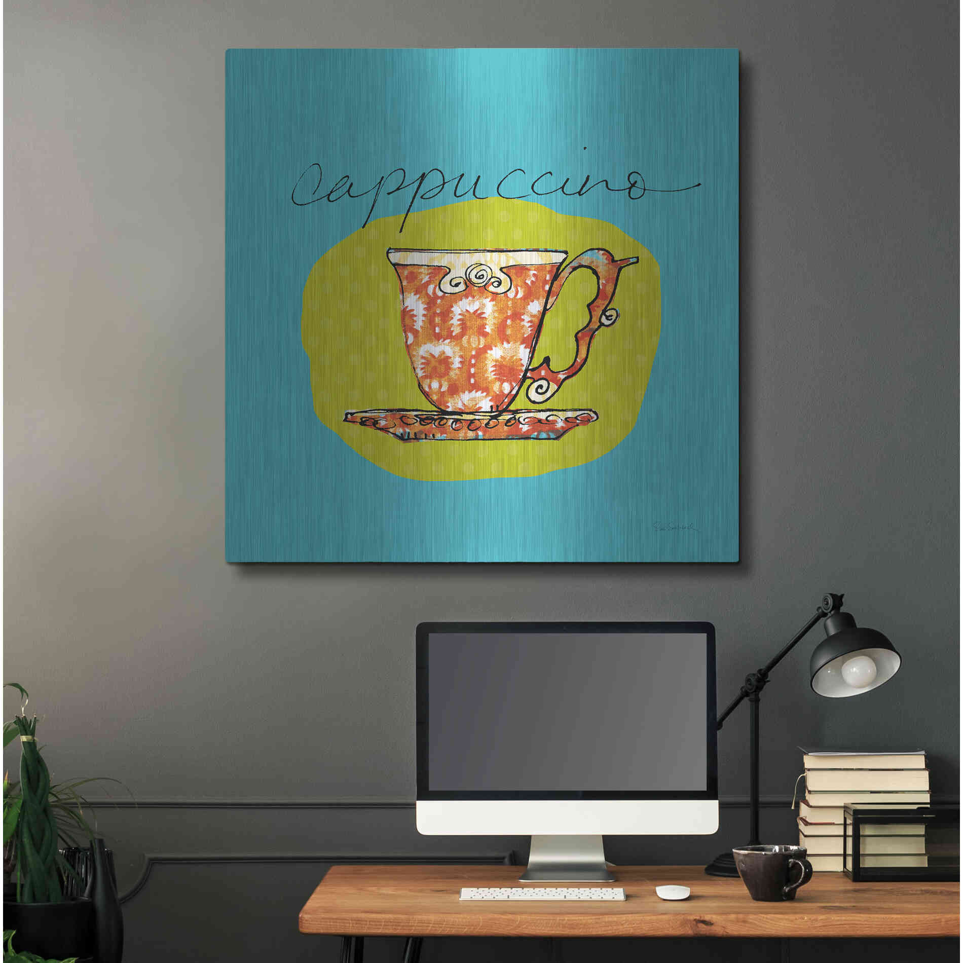 Luxe Metal Art 'Colorful Coffee Cappuccino No Border' by Sue Schlabach, Metal Wall Art,36x36