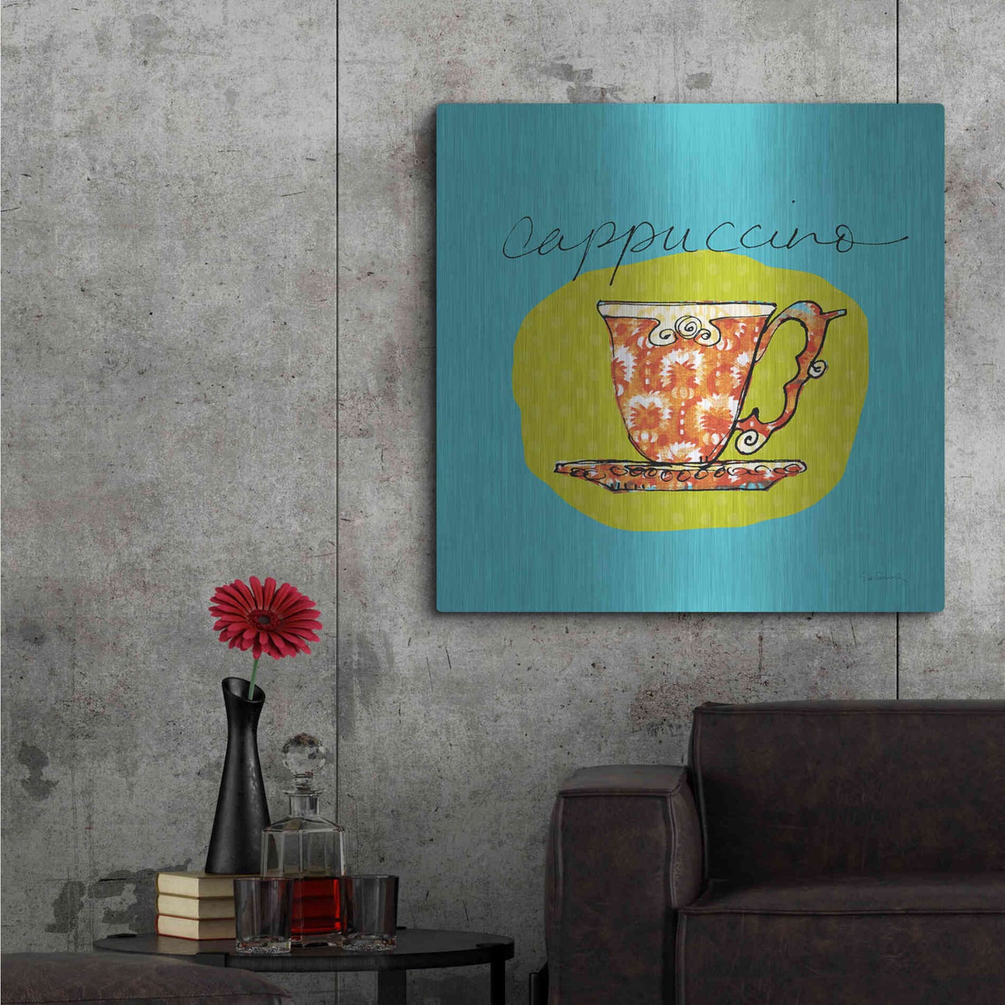 Luxe Metal Art 'Colorful Coffee Cappuccino No Border' by Sue Schlabach, Metal Wall Art,36x36